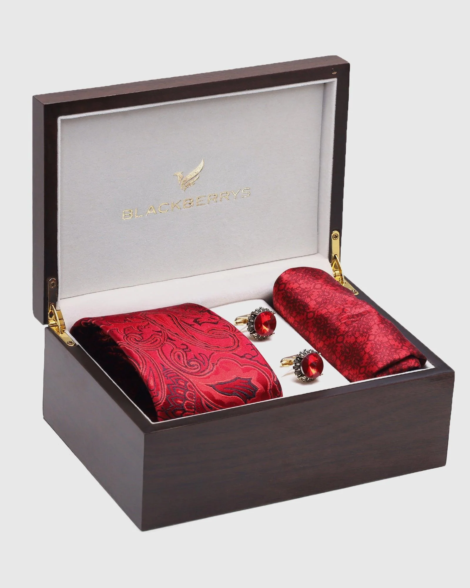 Boxed Combo Jacquard Tie With Pocket Square And Cufflink - Sarabic