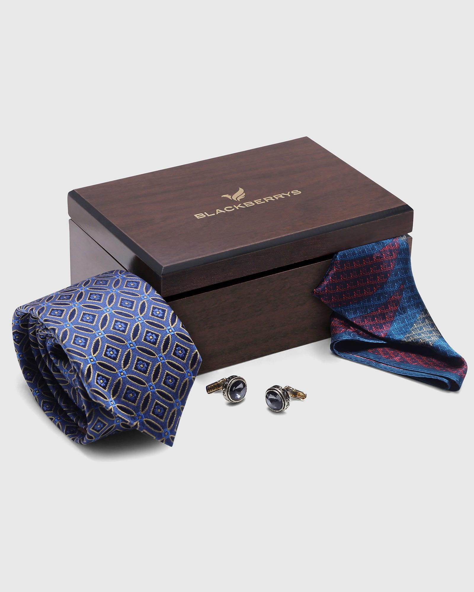 Boxed Combo Jacquard Tie With Pocket Square And Cufflink - Soila - Image 5