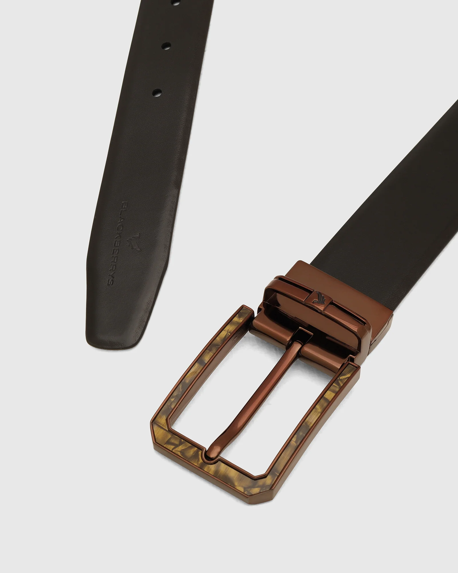 Leather Revesible Brown & Black Solid Belt - Washington - Image 3