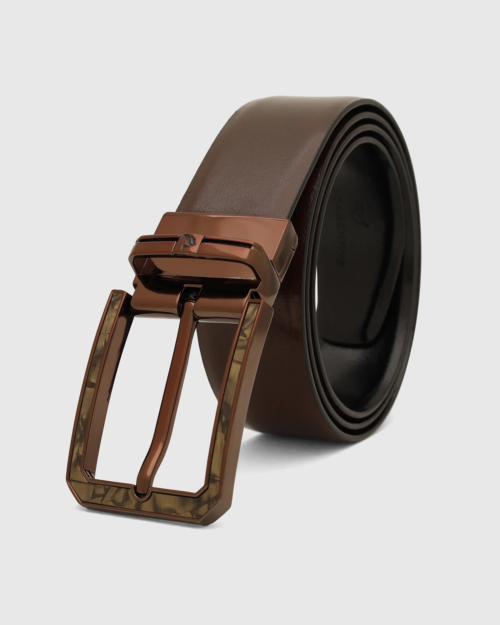 Leather Revesible Brown & Black Solid Belt - Washington - Image 4
