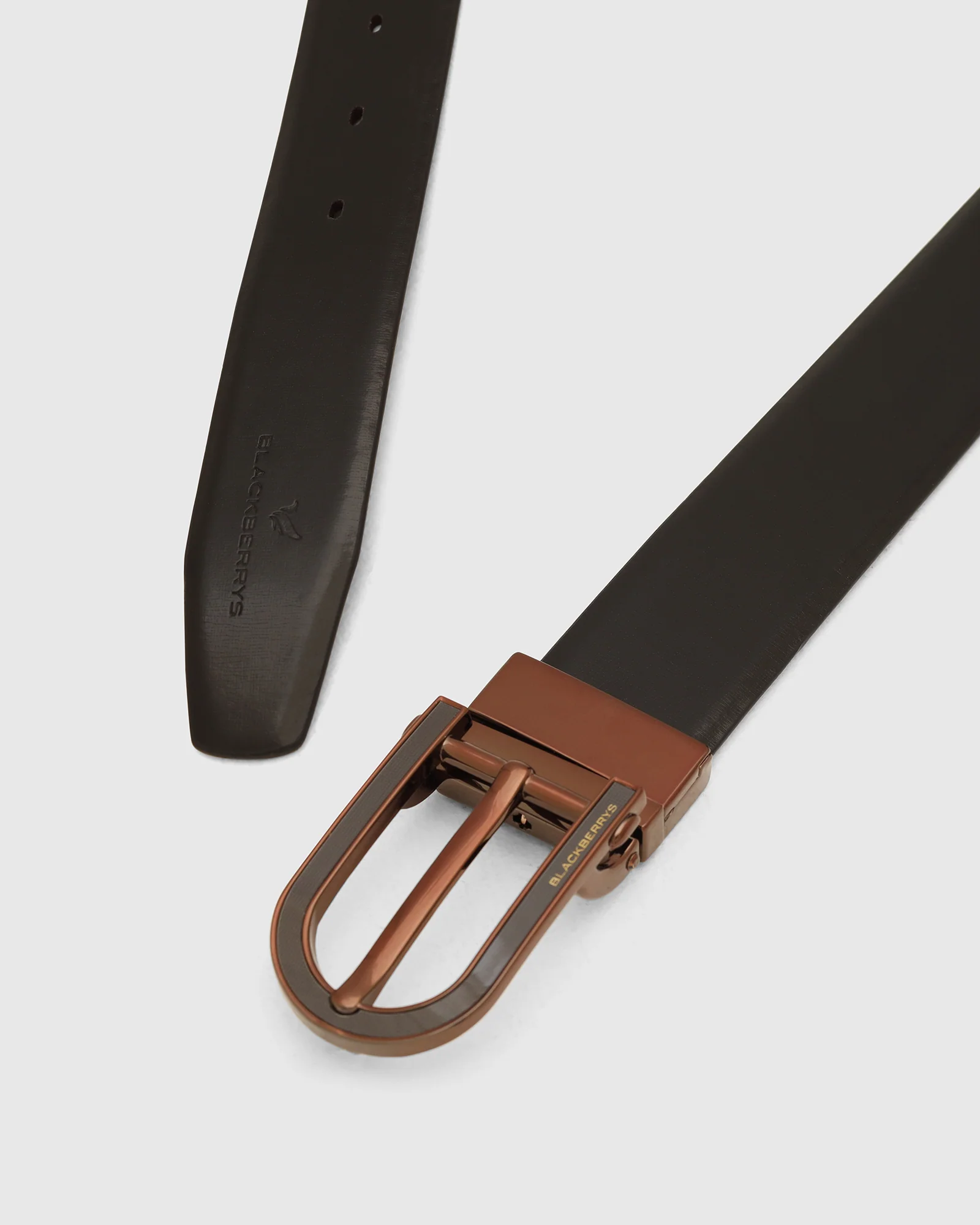 Leather Revesible Brown Black Solid Belt - Wilton - Image 3
