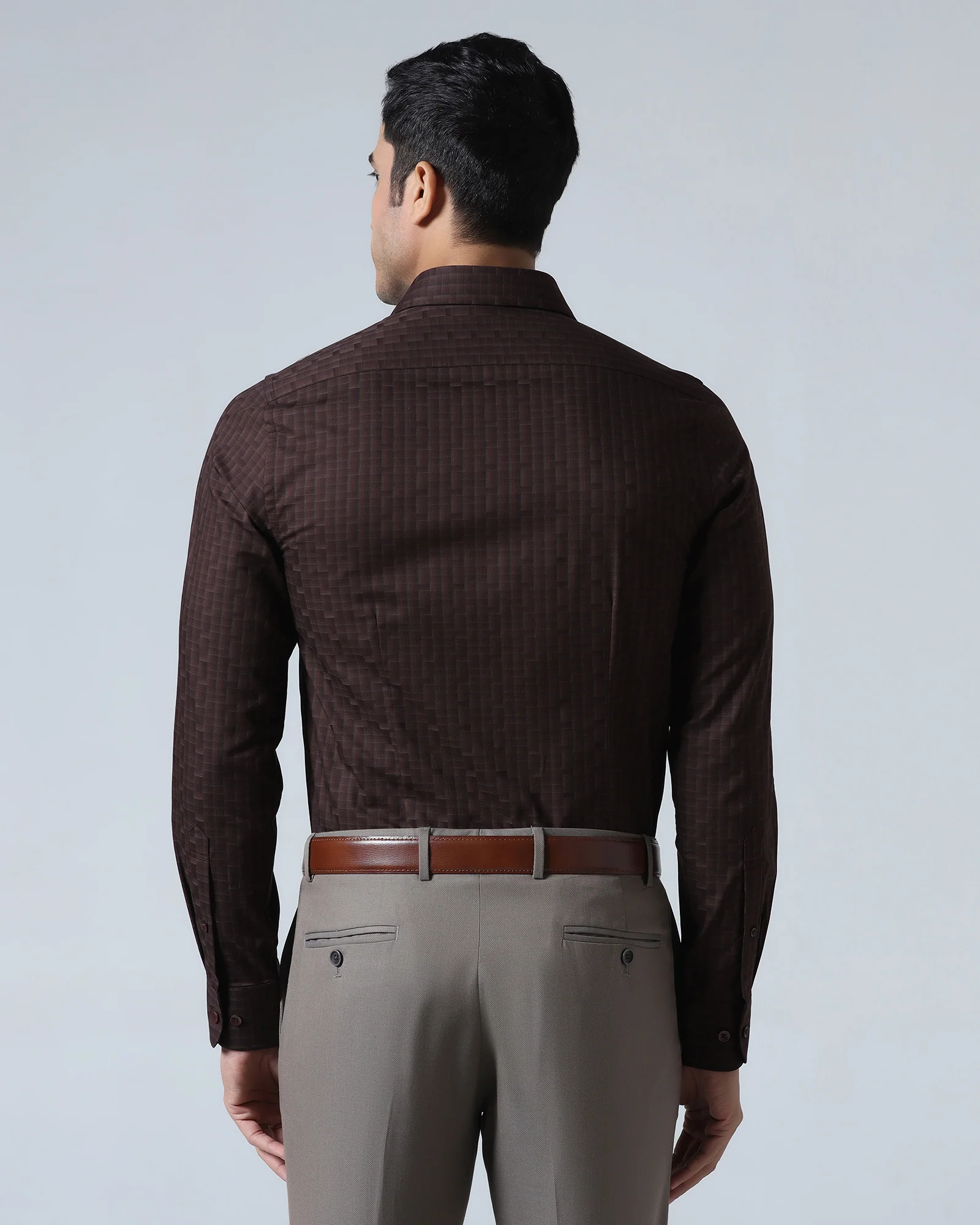 Brown Check Shirt - Echod - Image 2