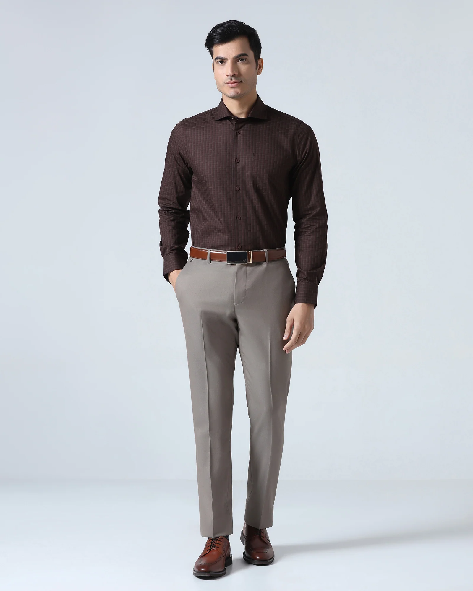 Brown Check Shirt - Echod - Image 3