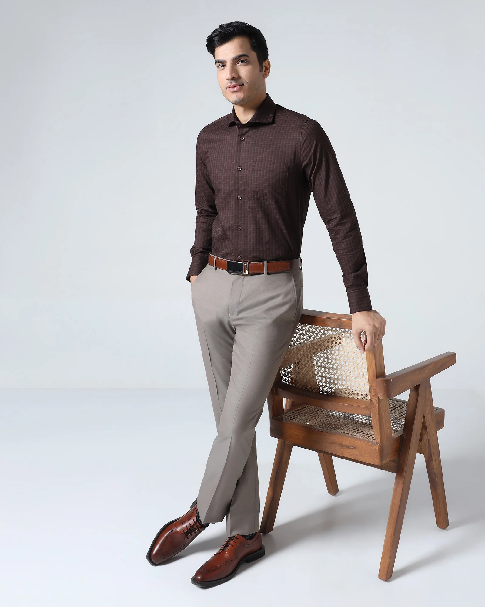 Brown Check Shirt - Echod - Image 7