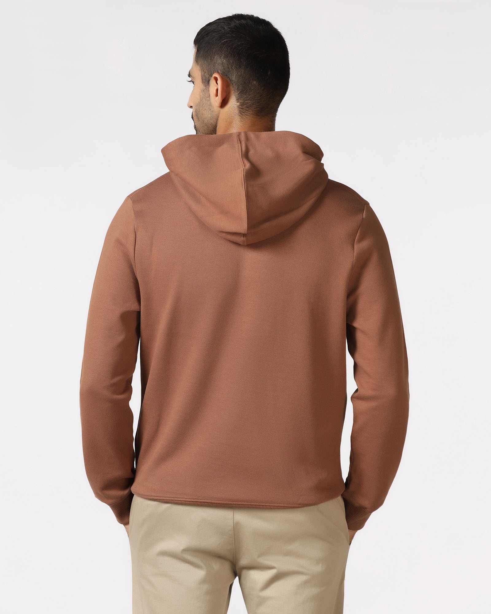 Brown Hoodie Solid Sweatshirt - Yen - Image 2