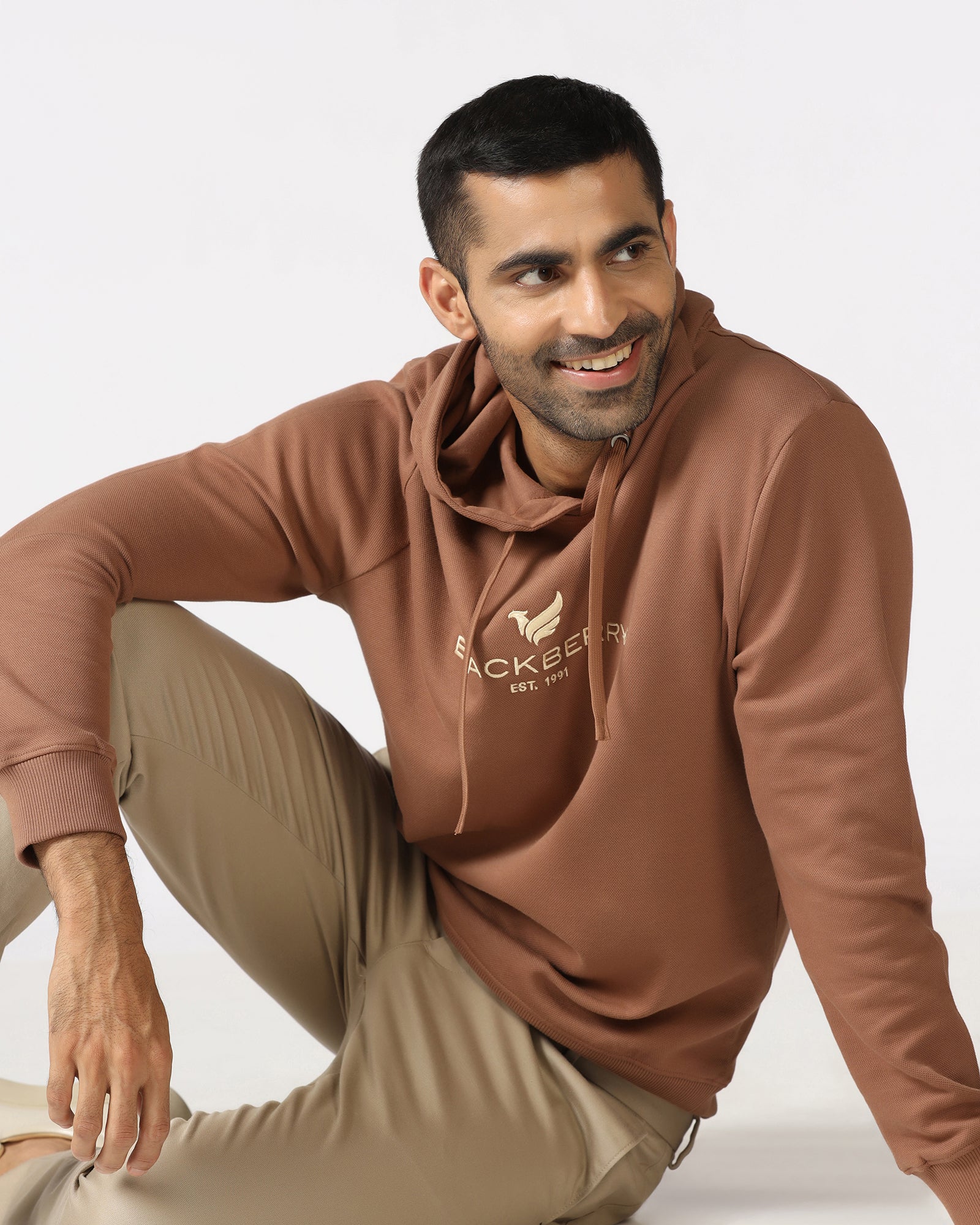 Brown Hoodie Solid Sweatshirt - Yen - Image 5