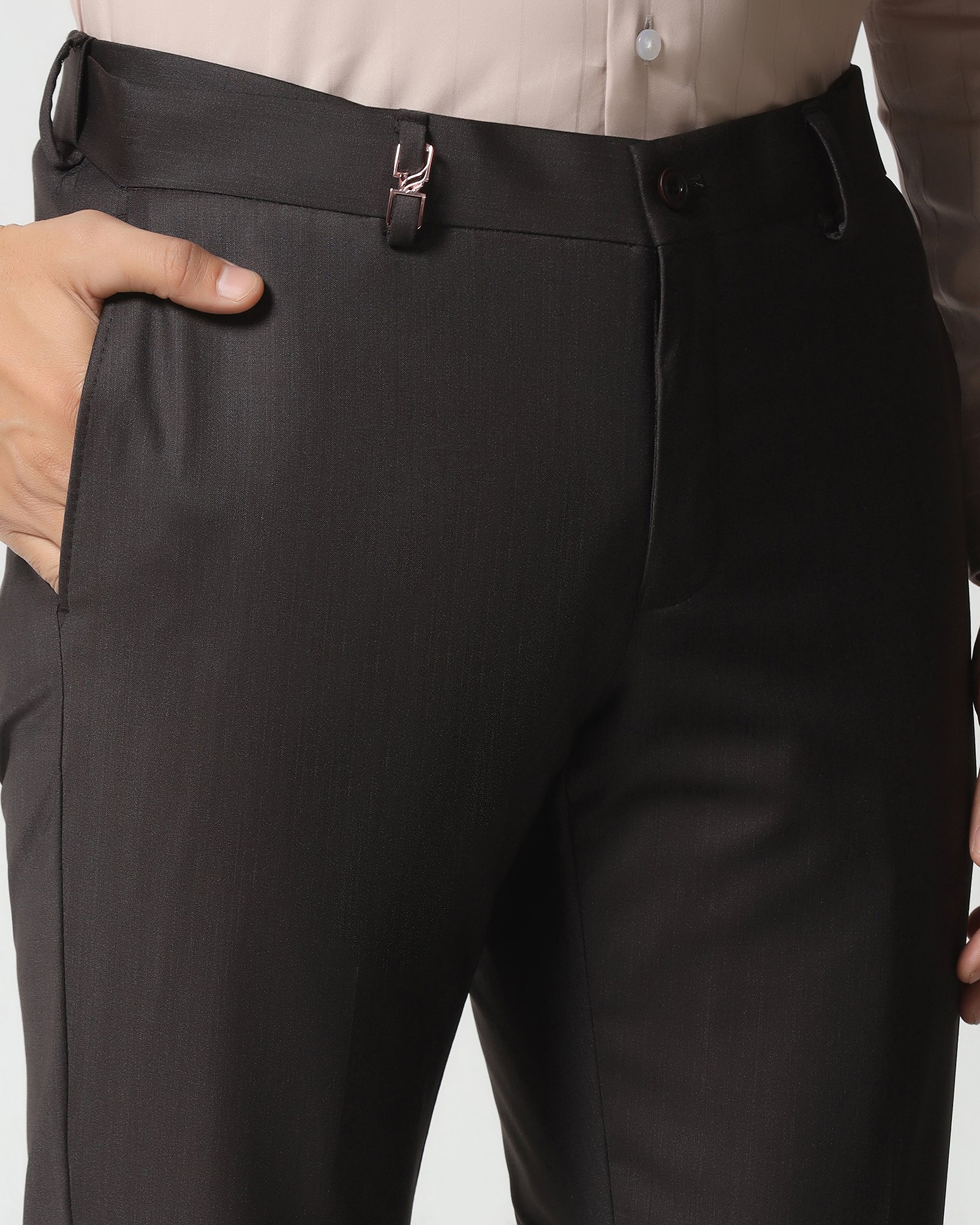 Brown Luxe Technowaist Solid Trouser - Lamborghini - Image 4