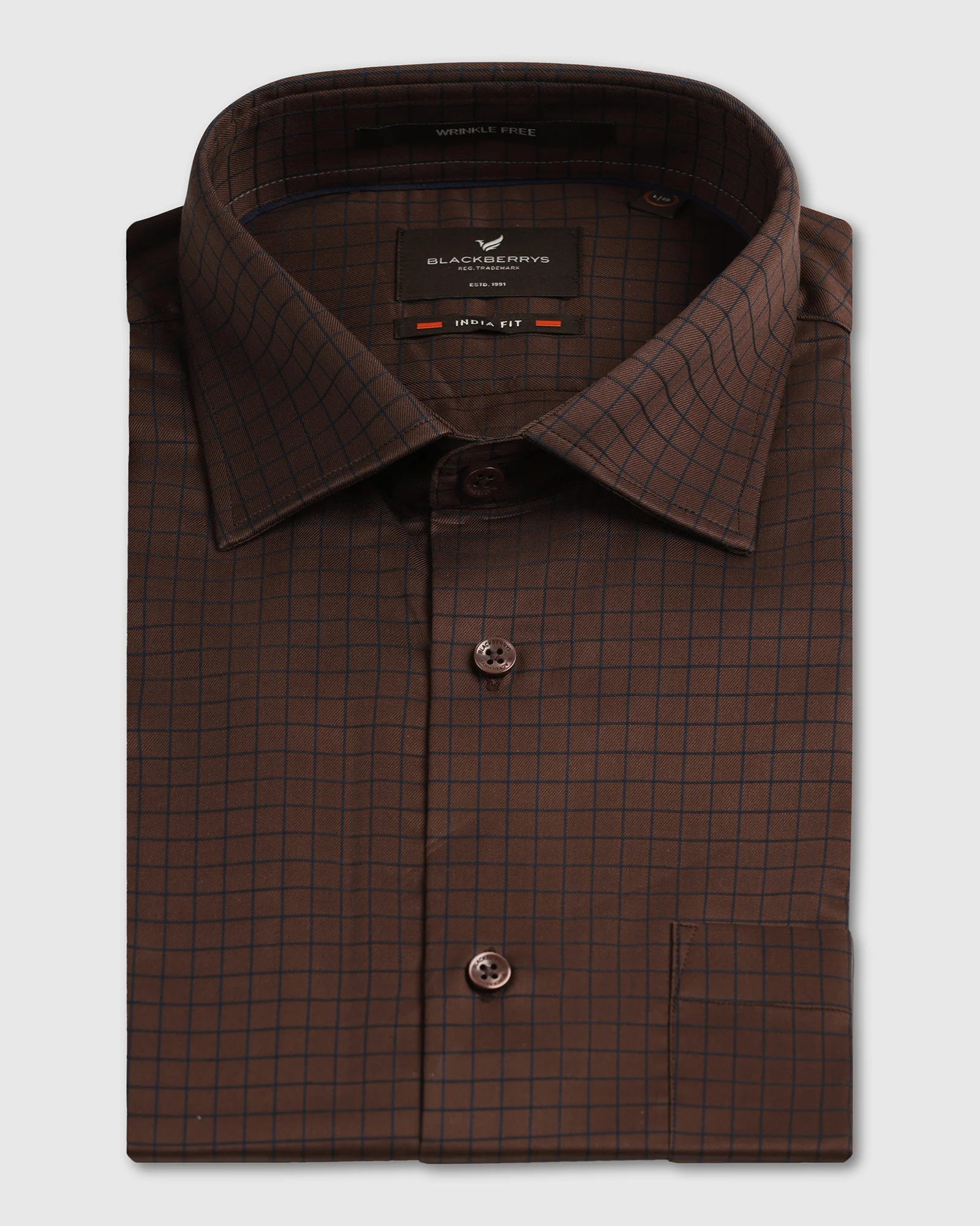 Brown Non Iron Check Shirt - Radial - Image 5