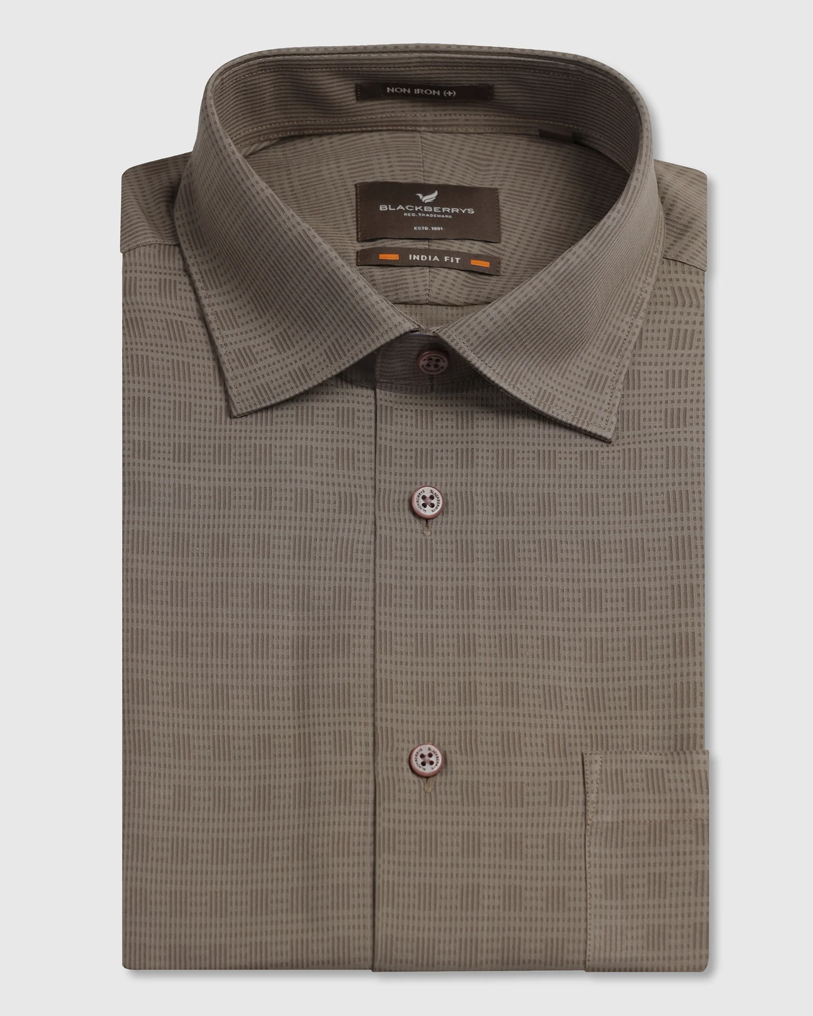 Brown Non Iron Textured Shirt - Reform - Image 5
