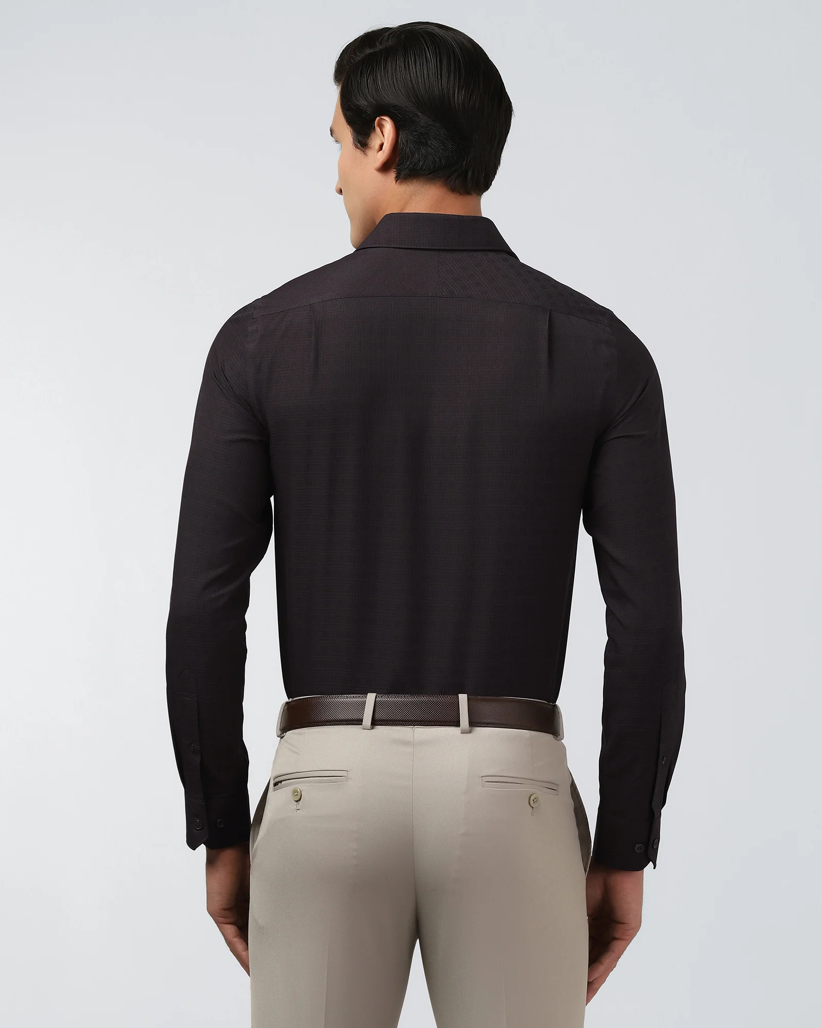 Brown Non Iron Textured Shirt - Reform E - Image 2