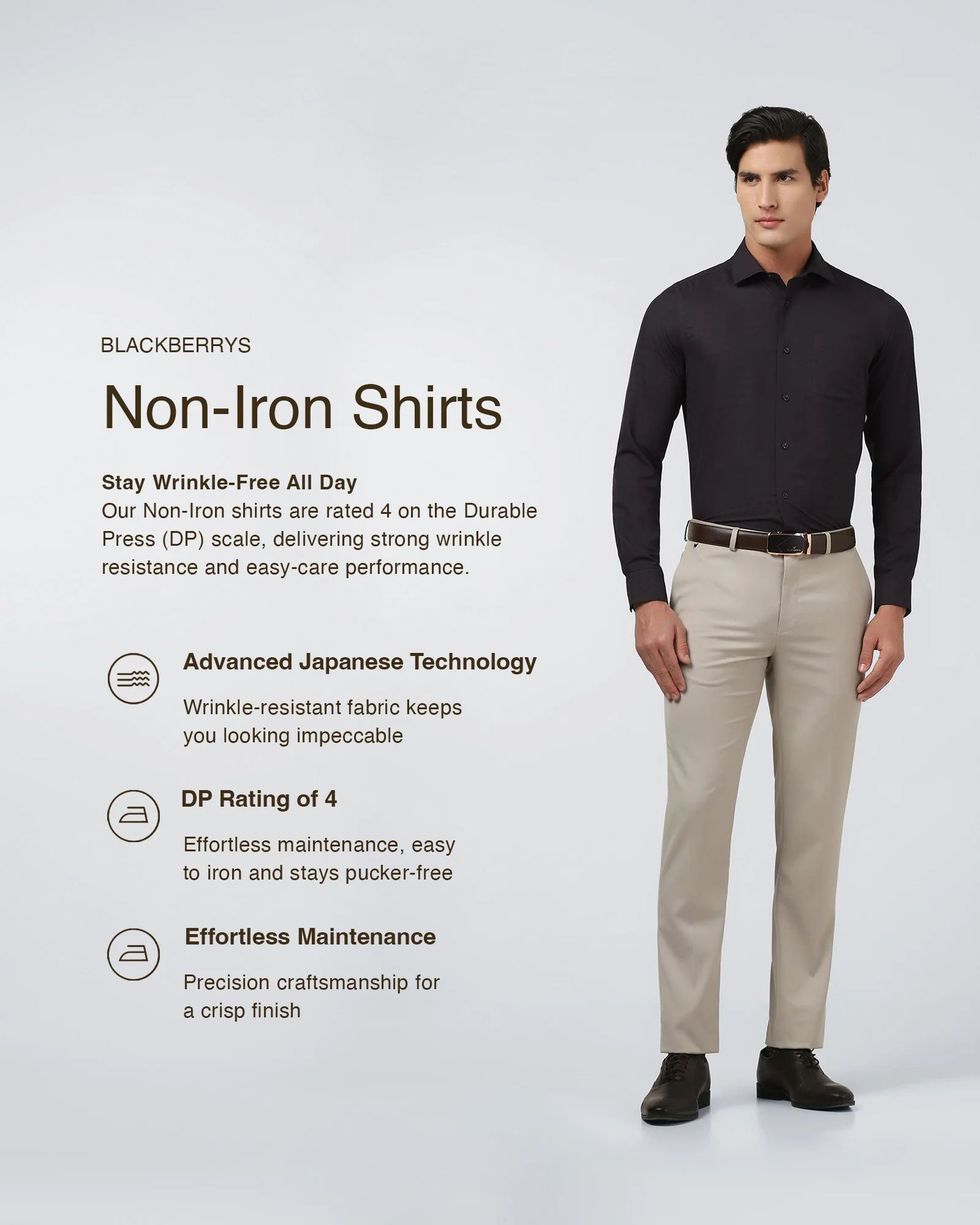 Brown Non Iron Textured Shirt - Reform E - Image 3