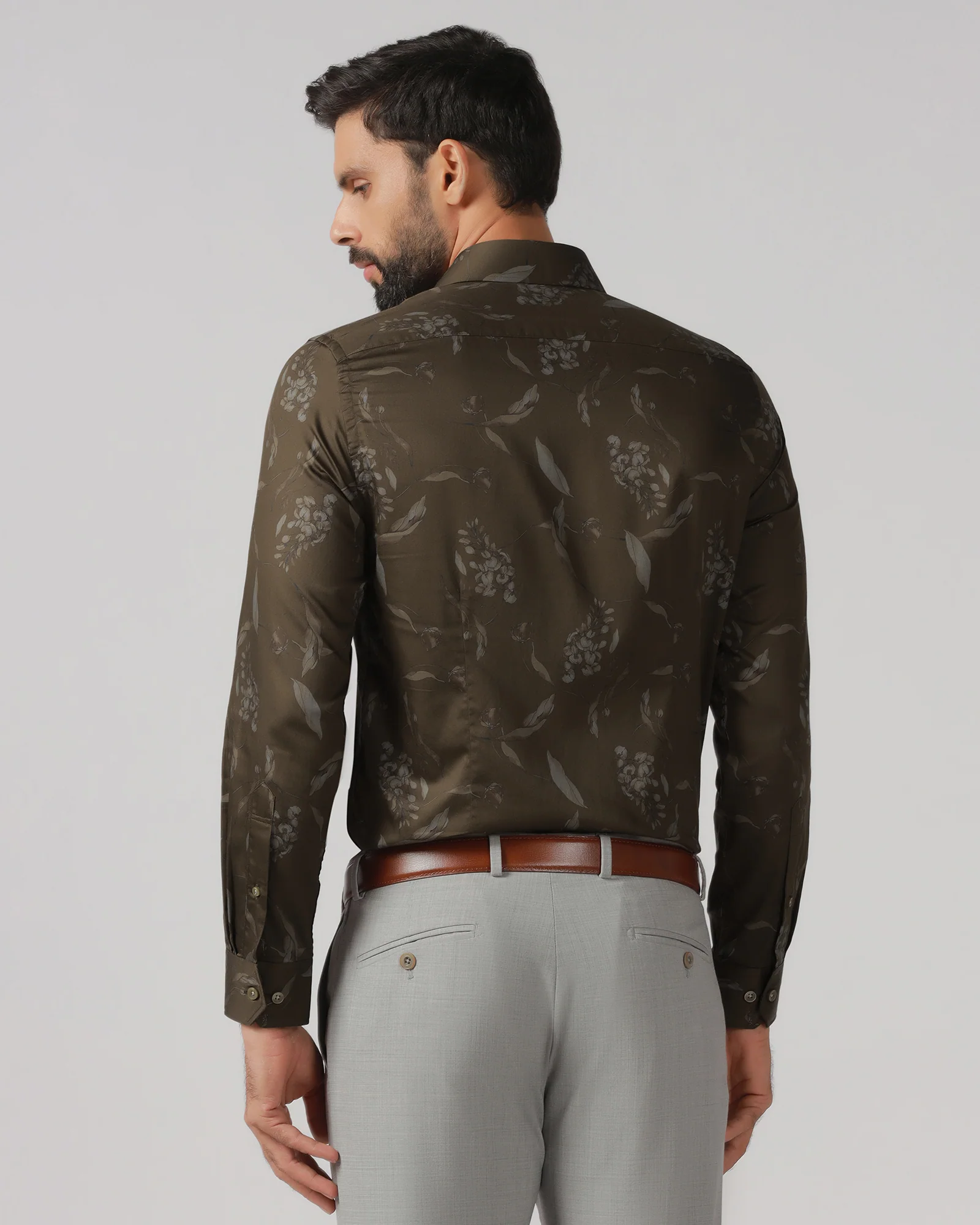Brown Oliv Printed Shirt - Phase - Image 2
