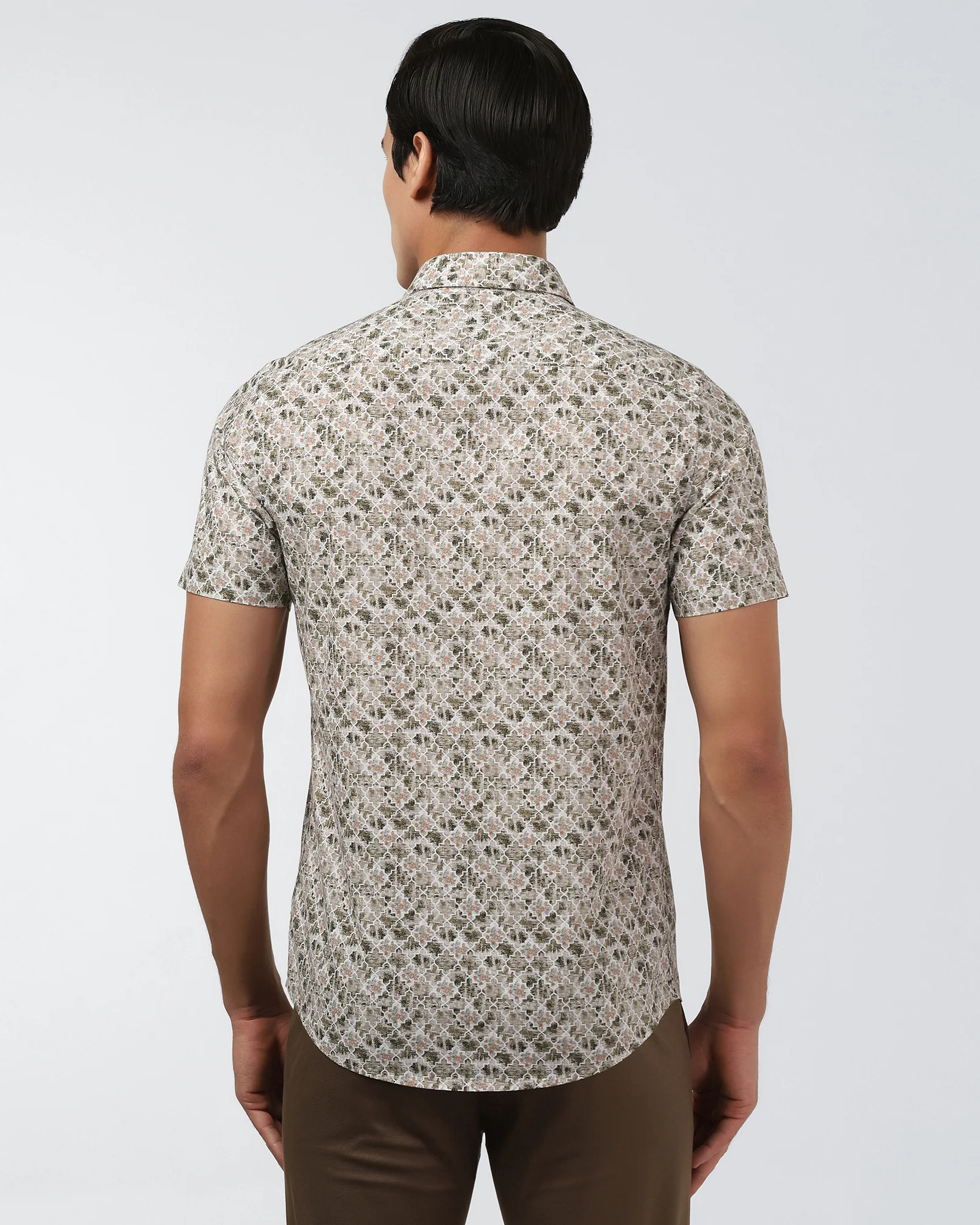 Brown Half Sleeve Printed Shirt - Melod - Image 2