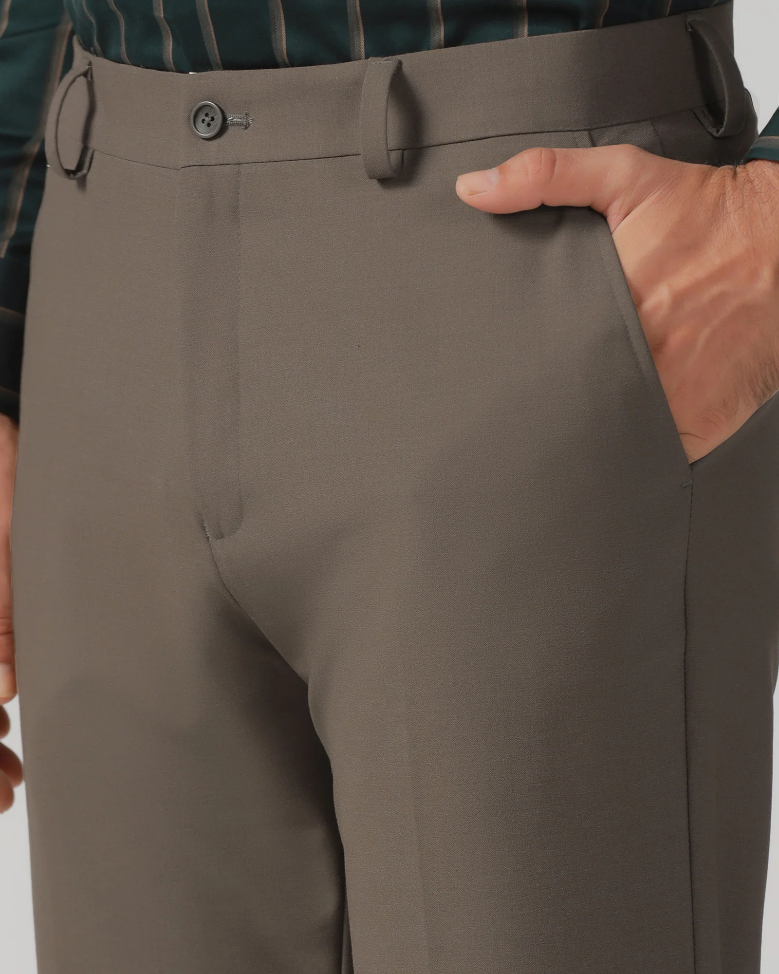 Brown Relaxed Fit Solid Trouser - Tanqueray - Image 4