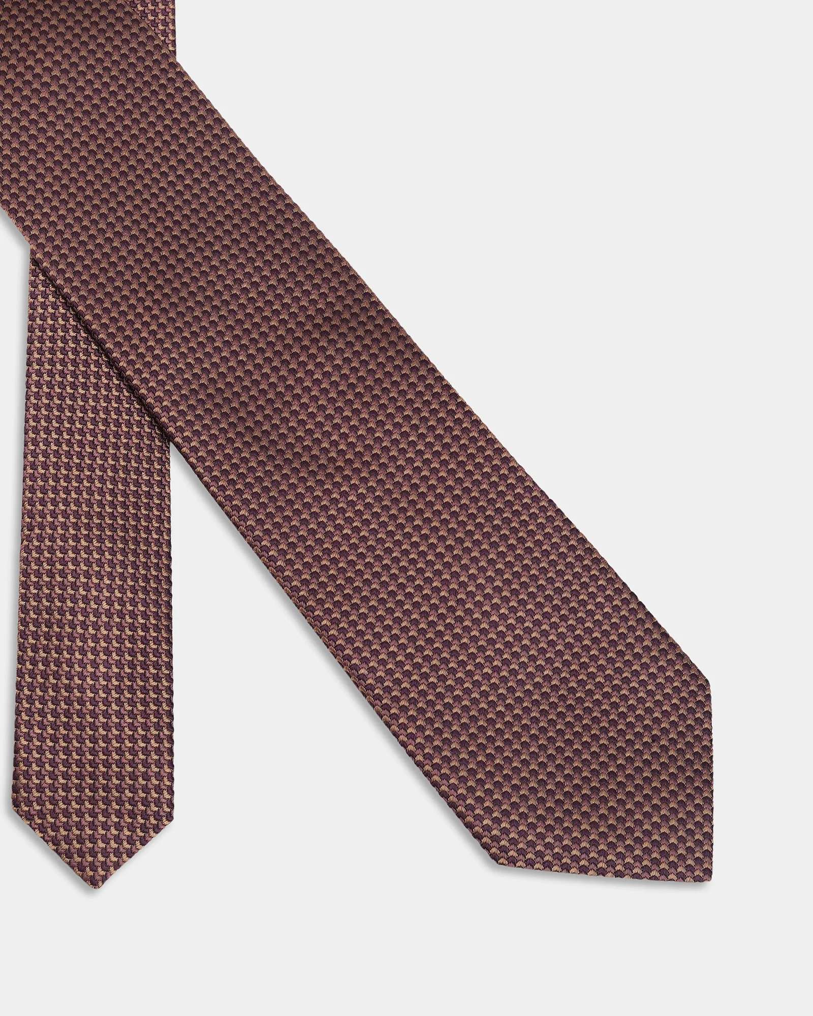 Brown Silk Jacquard Tie - Alba - Image 2