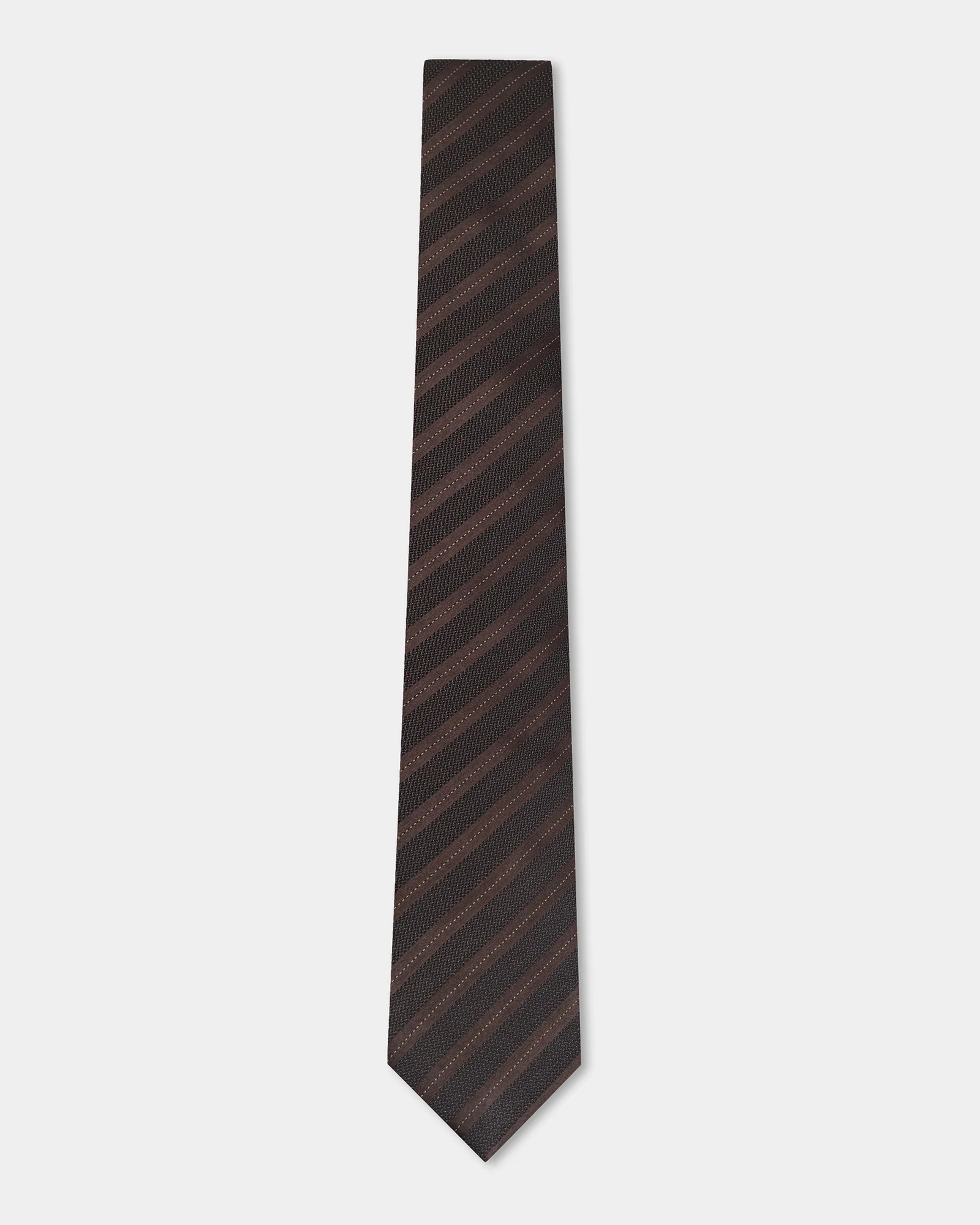 Brown Silk Jacquard Tie - Aras - Image 4