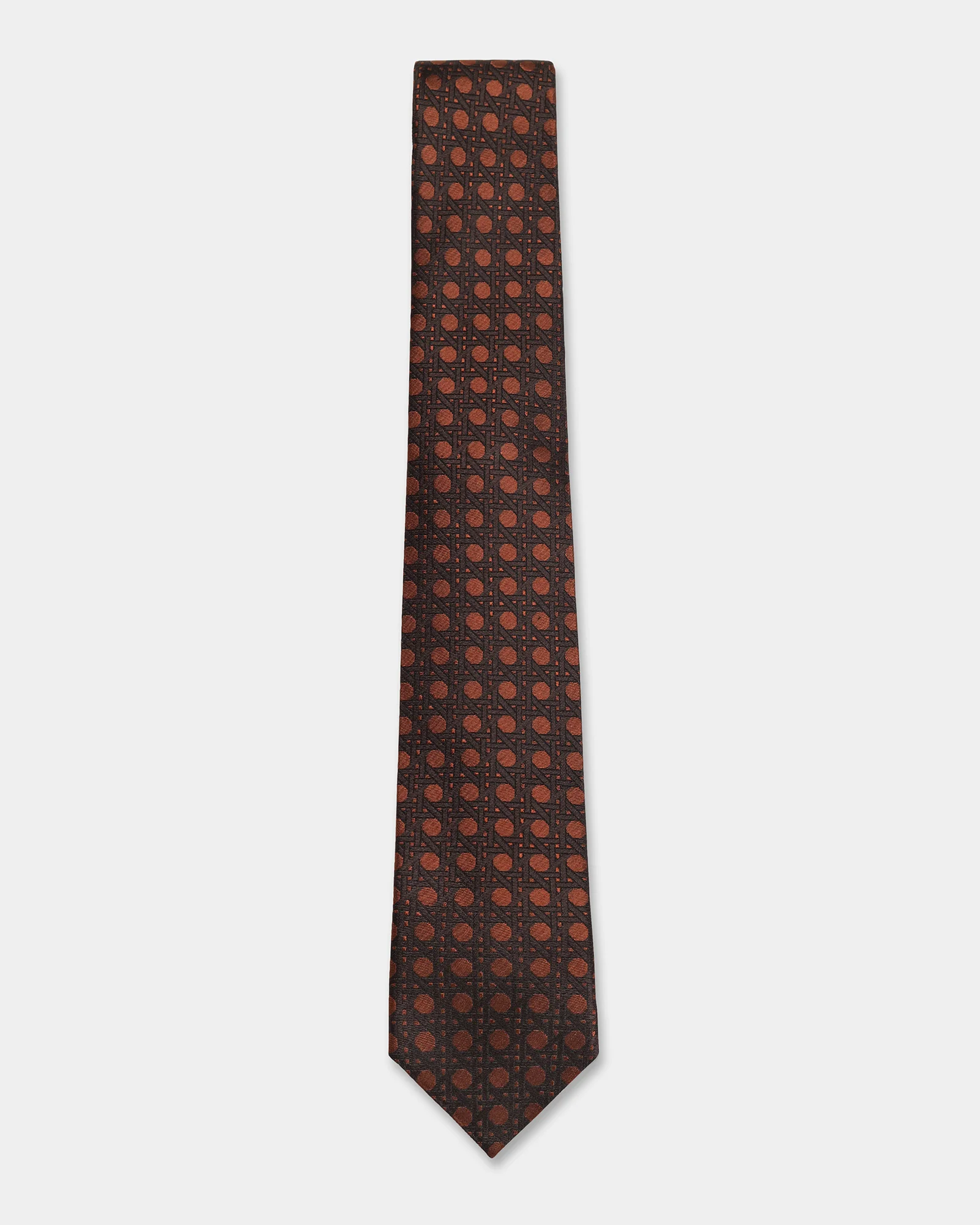 Brown Silk Jacquard Tie - Willet - Image 4