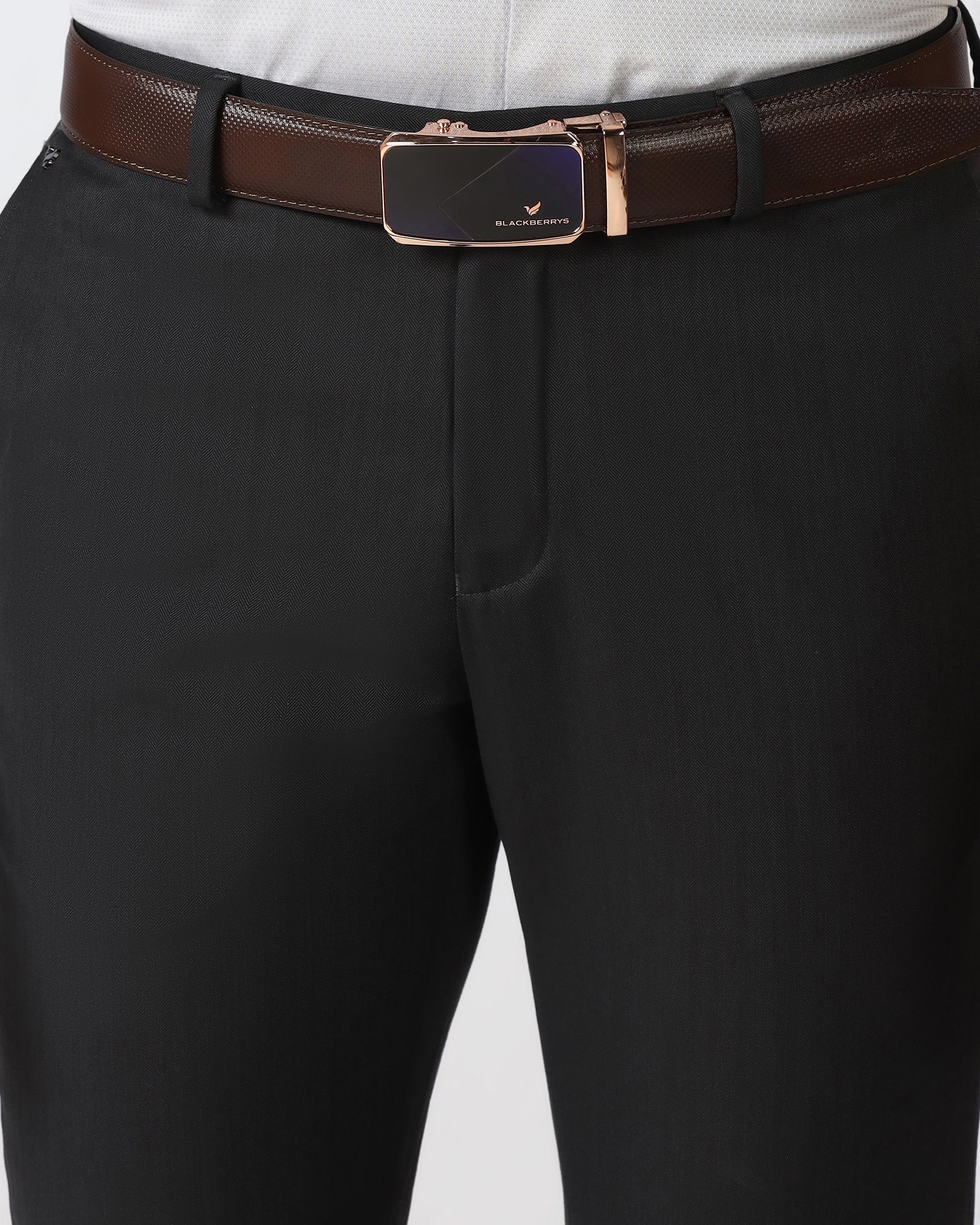 Leather Brown Solid Belt - Wrenley - Image 5
