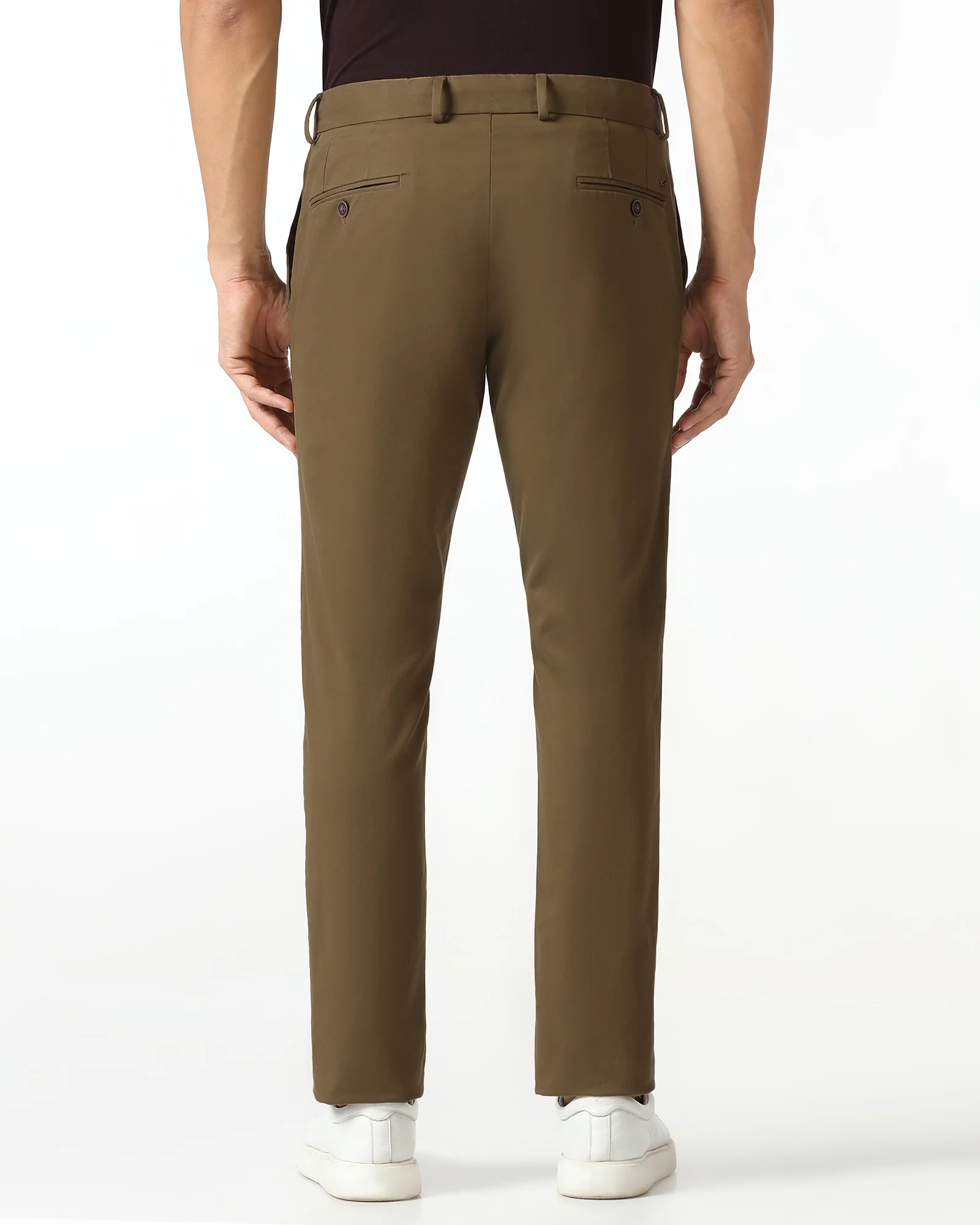 Brown Solid Khakis - Mario - Image 2