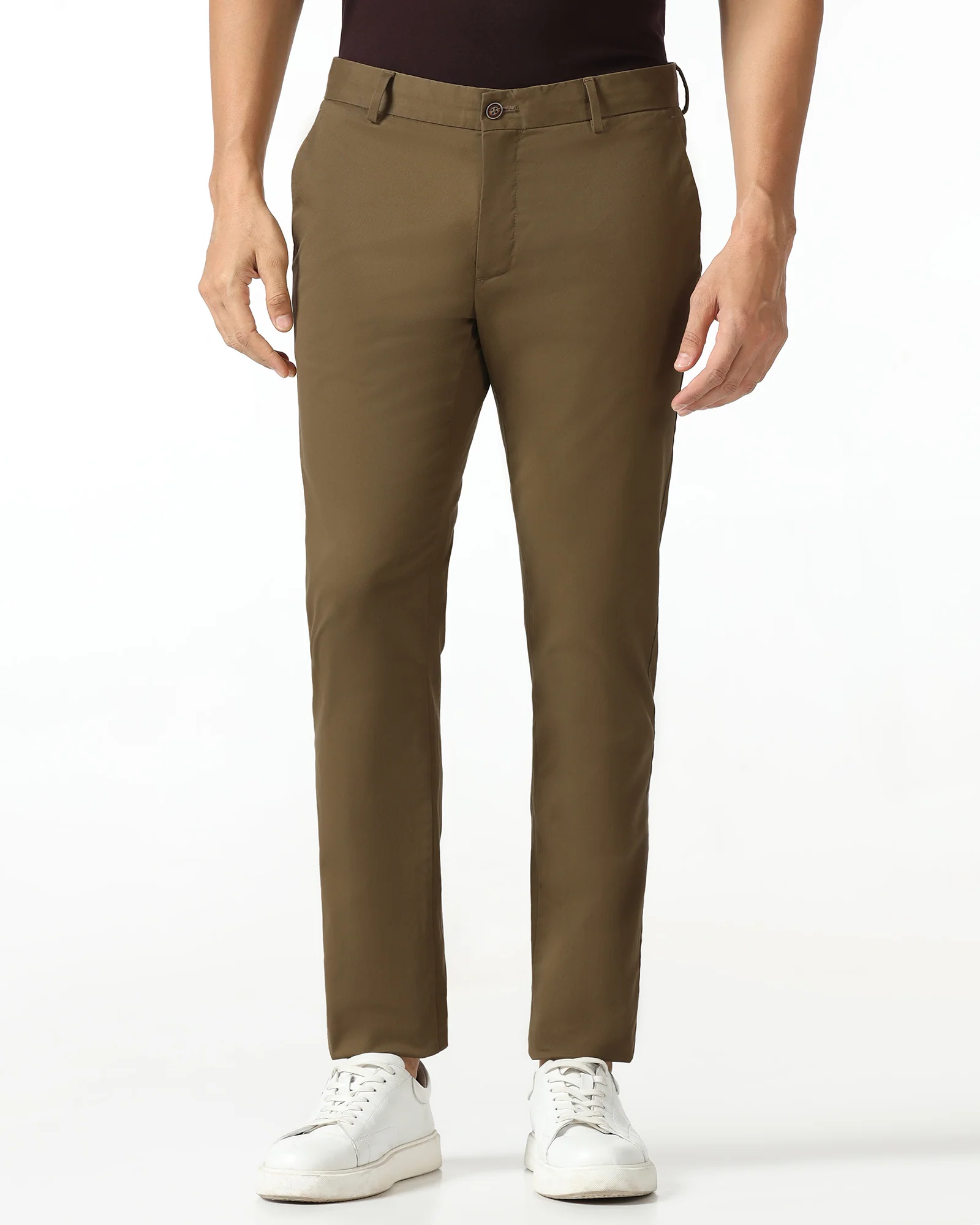 Brown Solid Khakis - Mario - Image 3