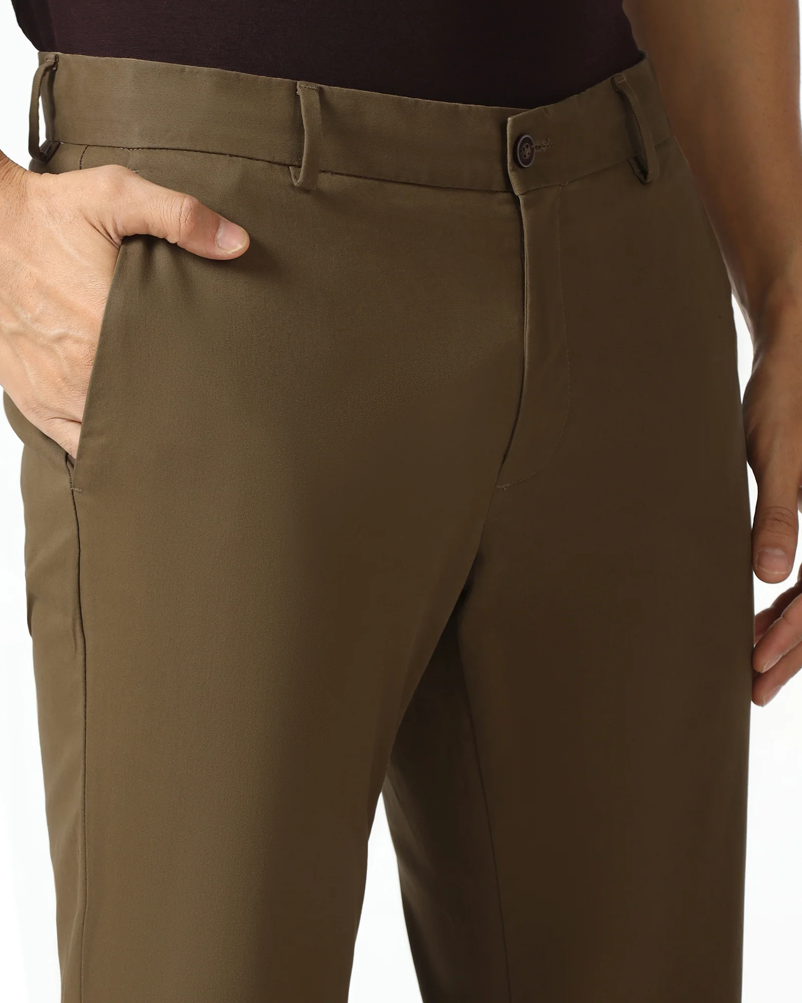 Brown Solid Khakis - Mario - Image 4