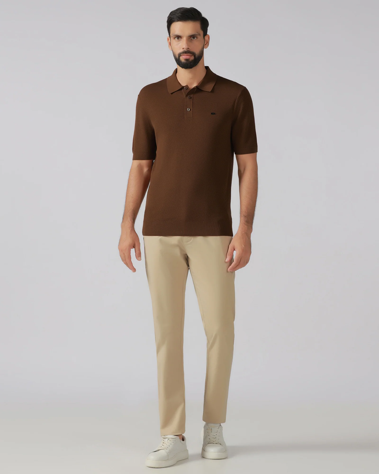 Brown Solid Polo - Yuto - Image 3