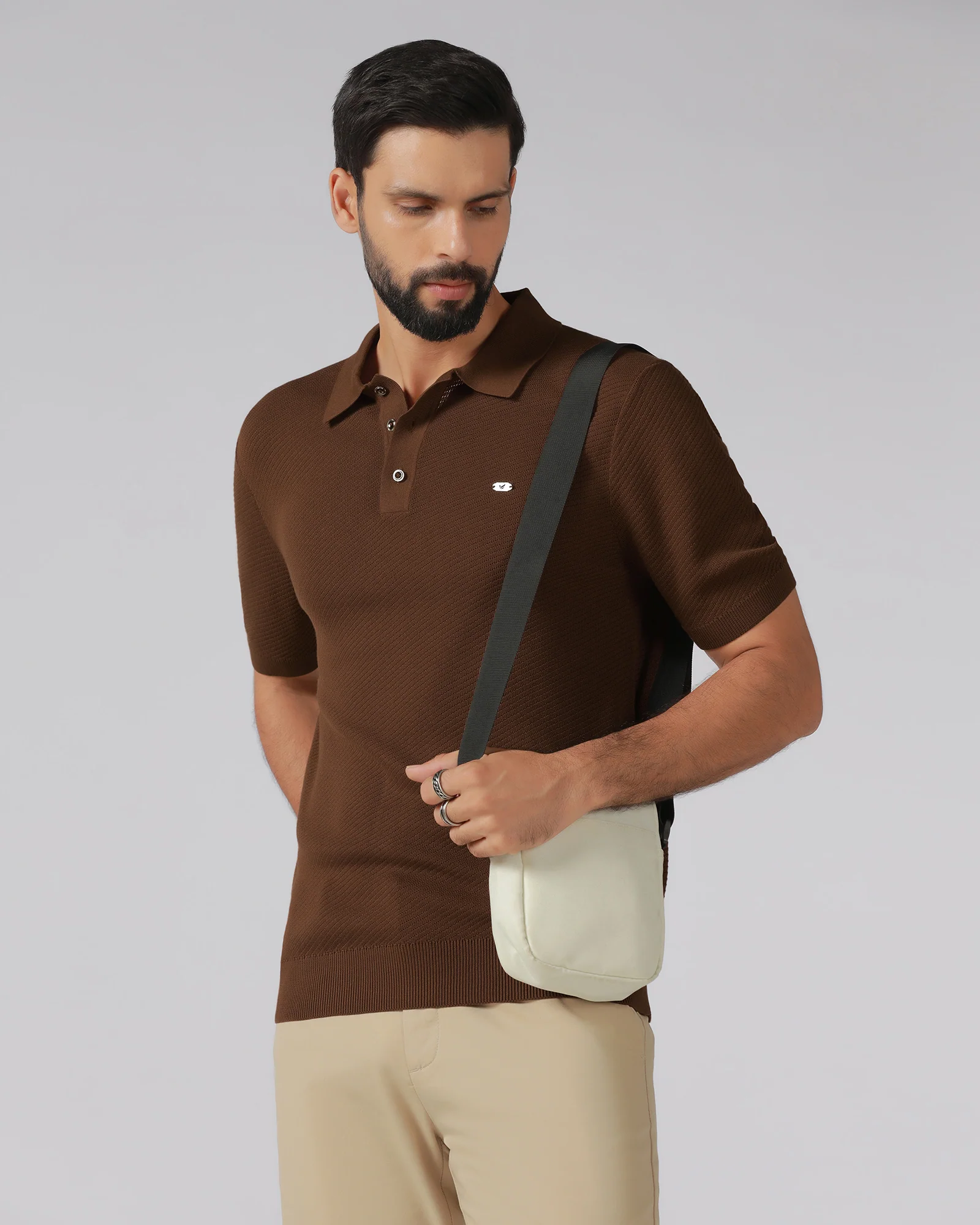 Brown Solid Polo - Yuto - Image 7