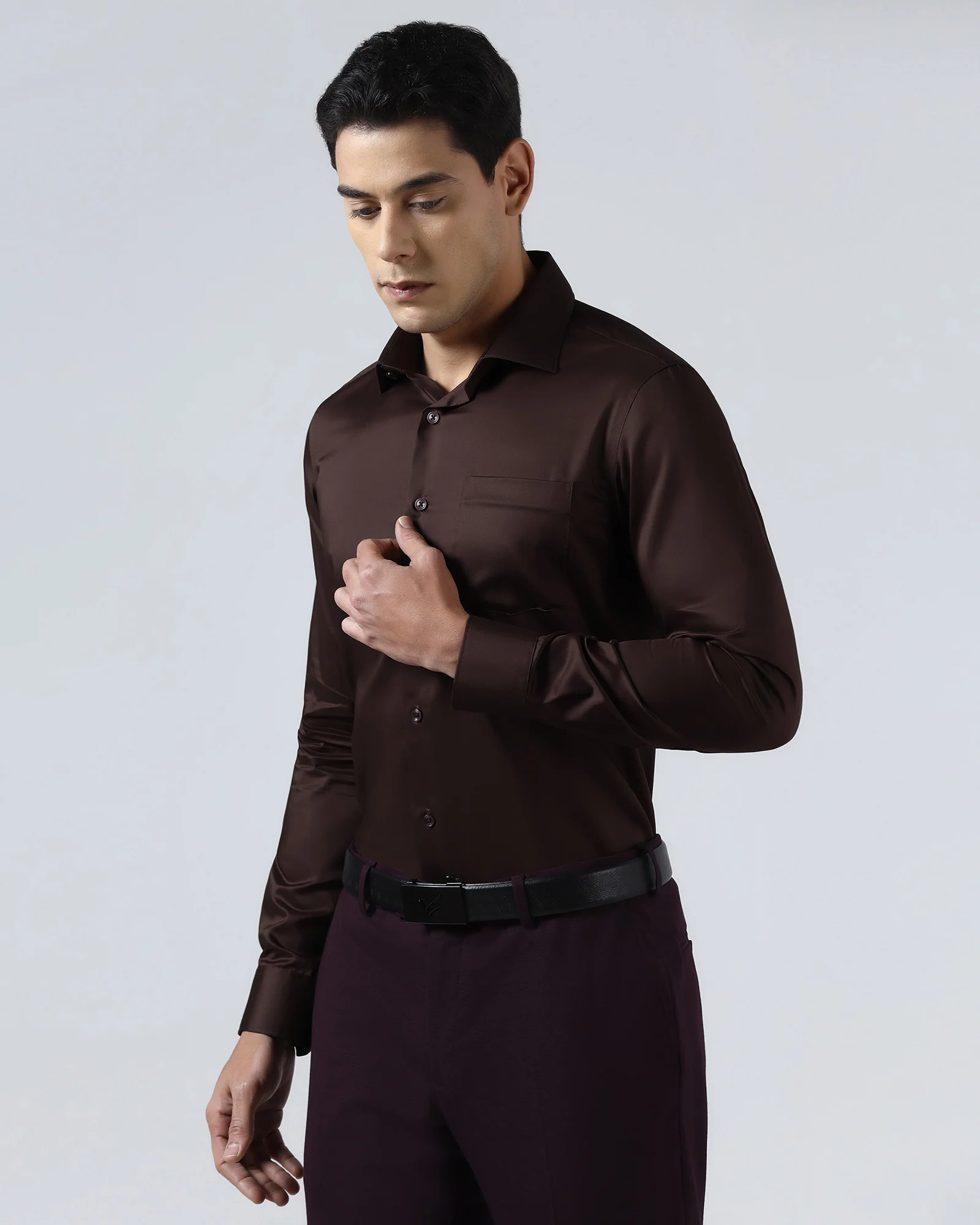 Brown Solid Shirt - Roger - Image 8