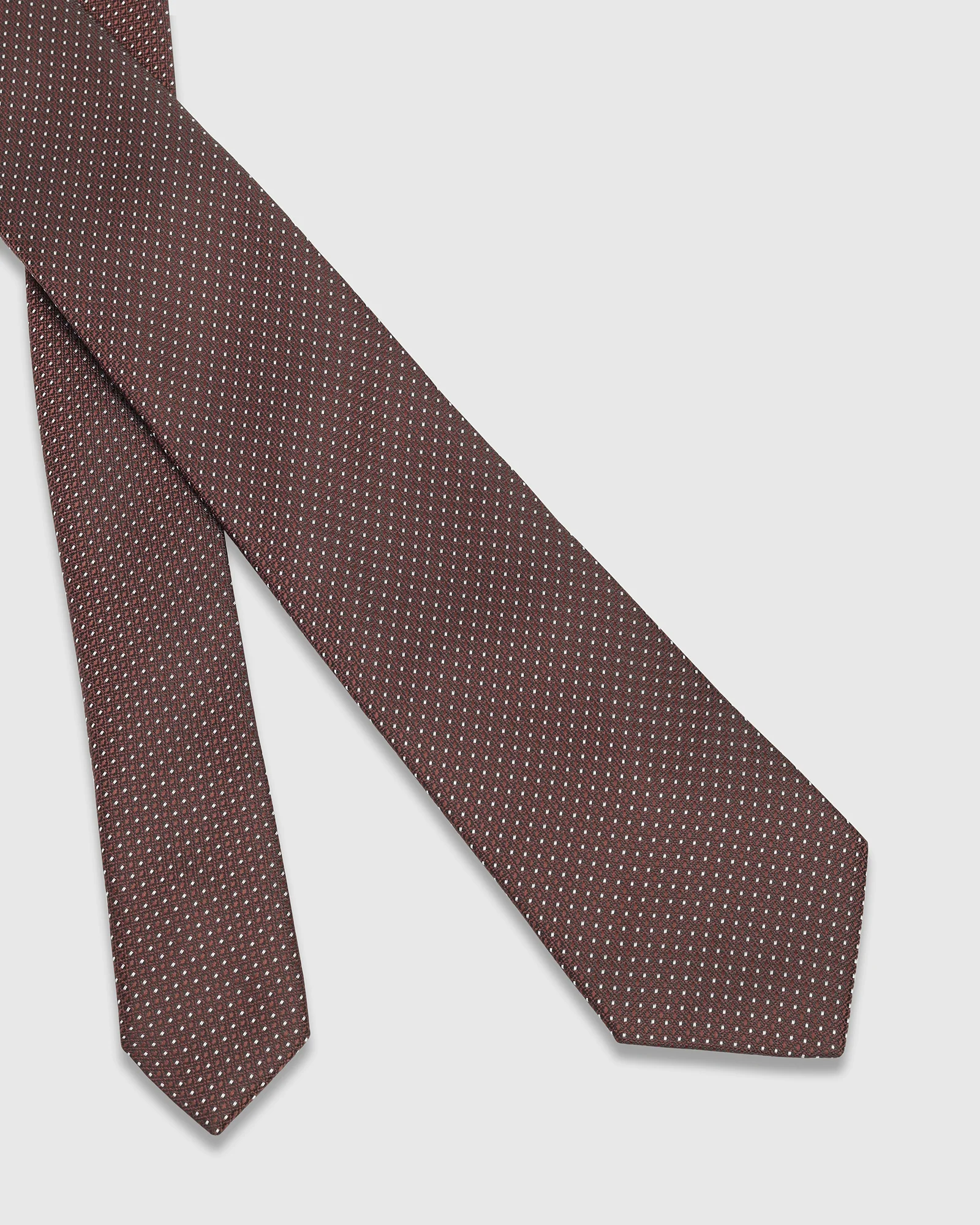 Brown Silk Textured Tie - Widolan - Image 2
