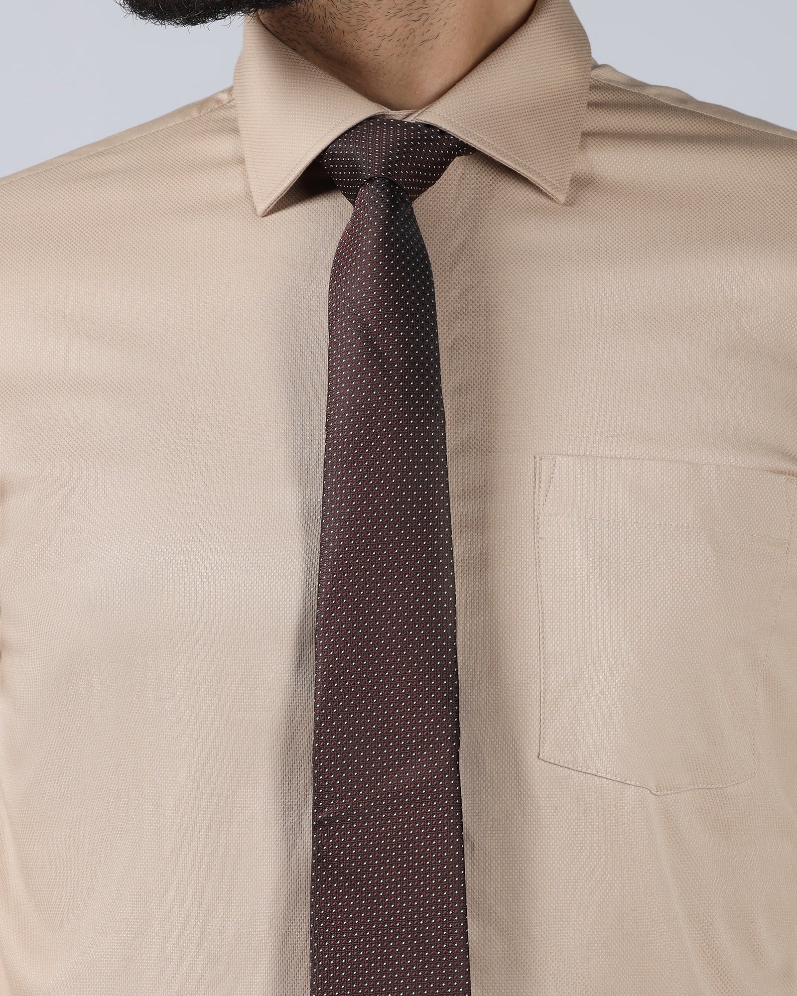 Brown Silk Textured Tie - Widolan - Image 3