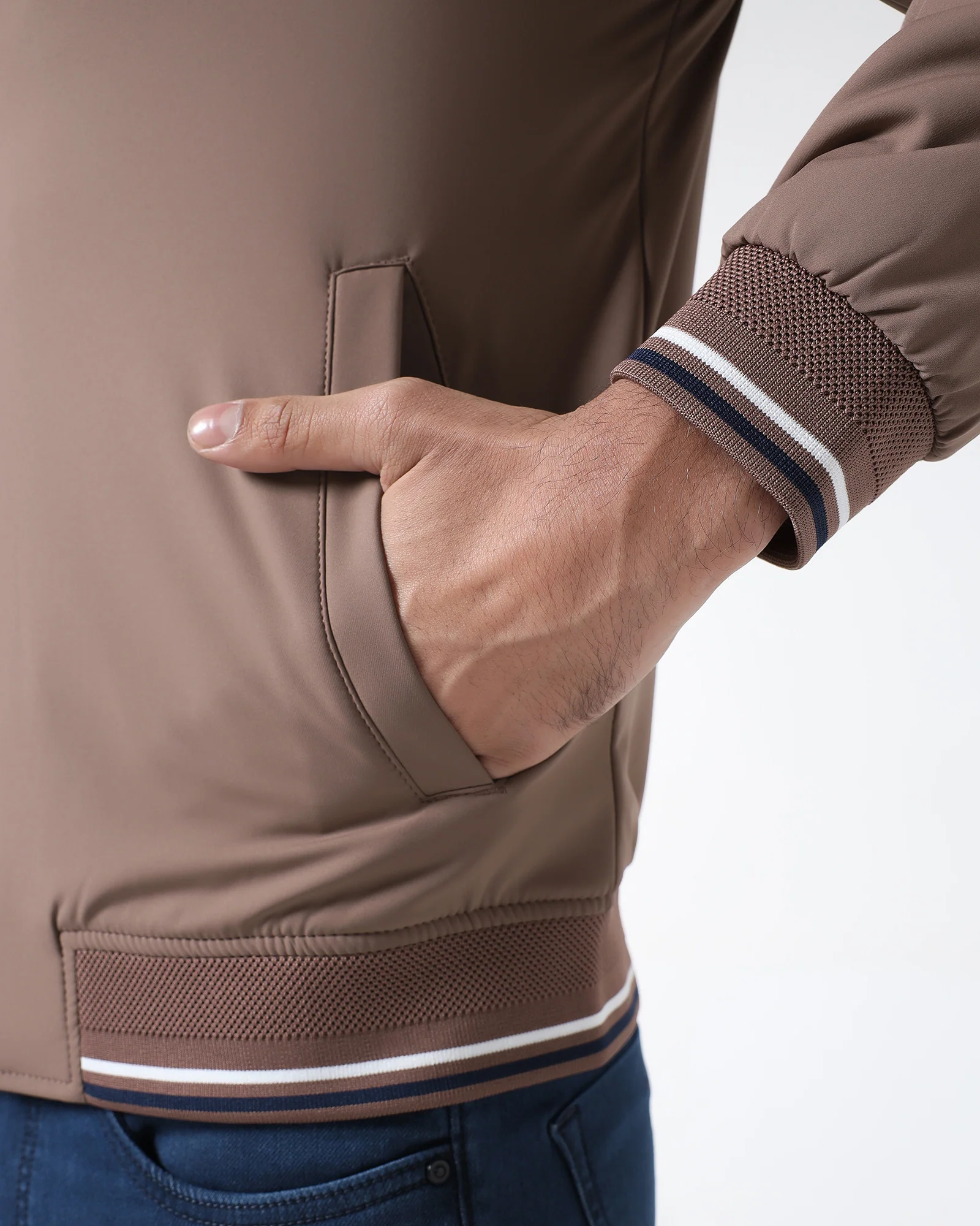 Brown Solid Zipper Jacket - Dornell - Image 5