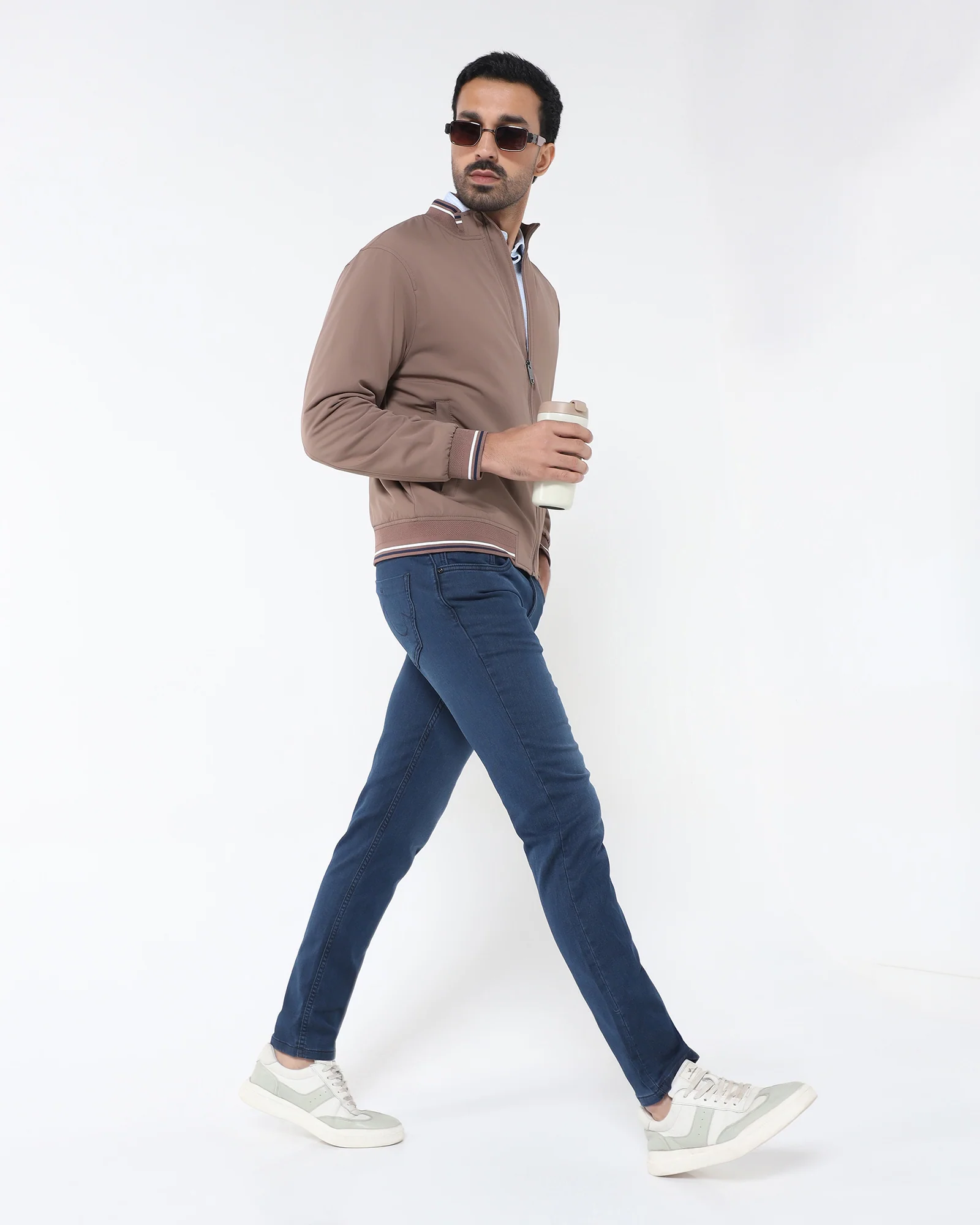 Brown Solid Zipper Jacket - Dornell - Image 6