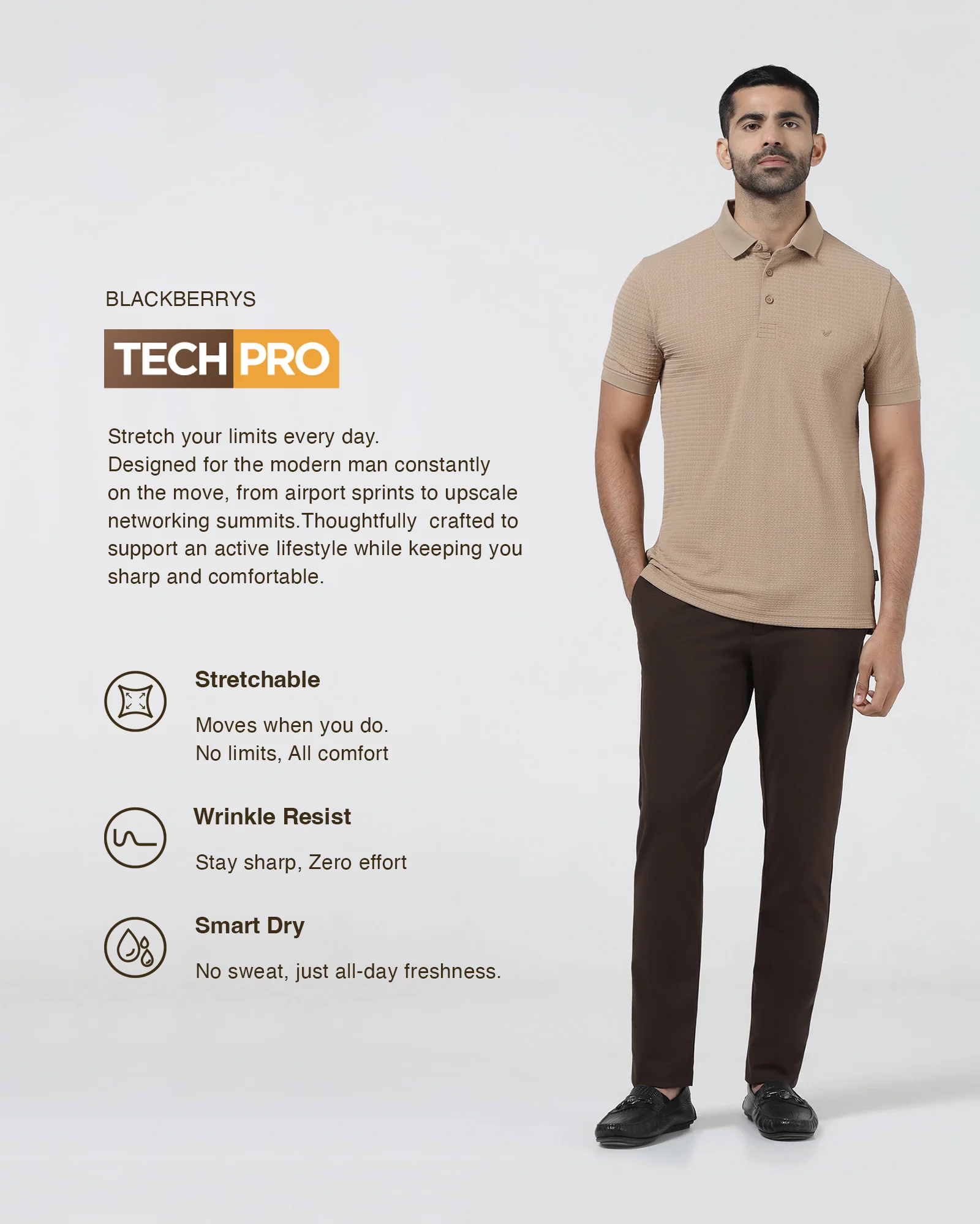 Brown TechPro Solid Khaki - Ziea - Image 3