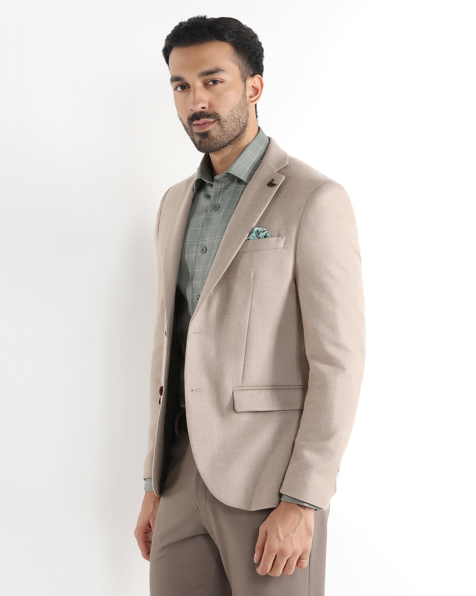 Brown Textured Blazer - Grant - Image 5