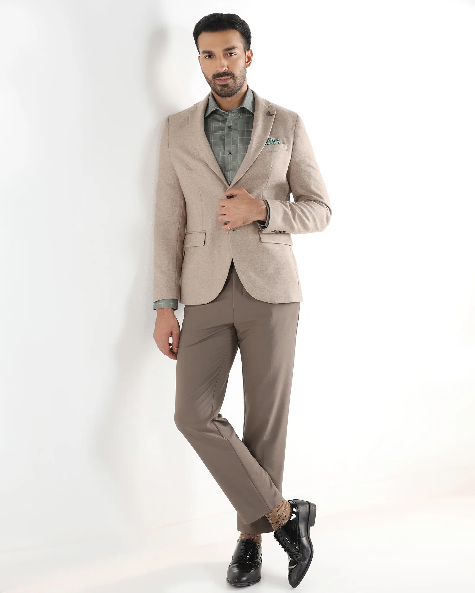 Brown Textured Blazer - Grant - Image 9