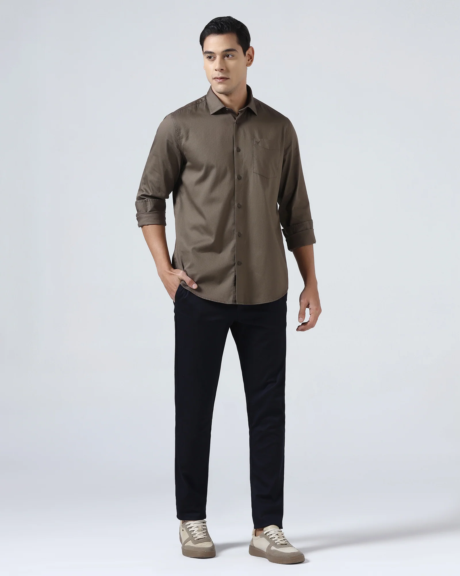 Brown Textured Shirt - Nuvan - Image 3