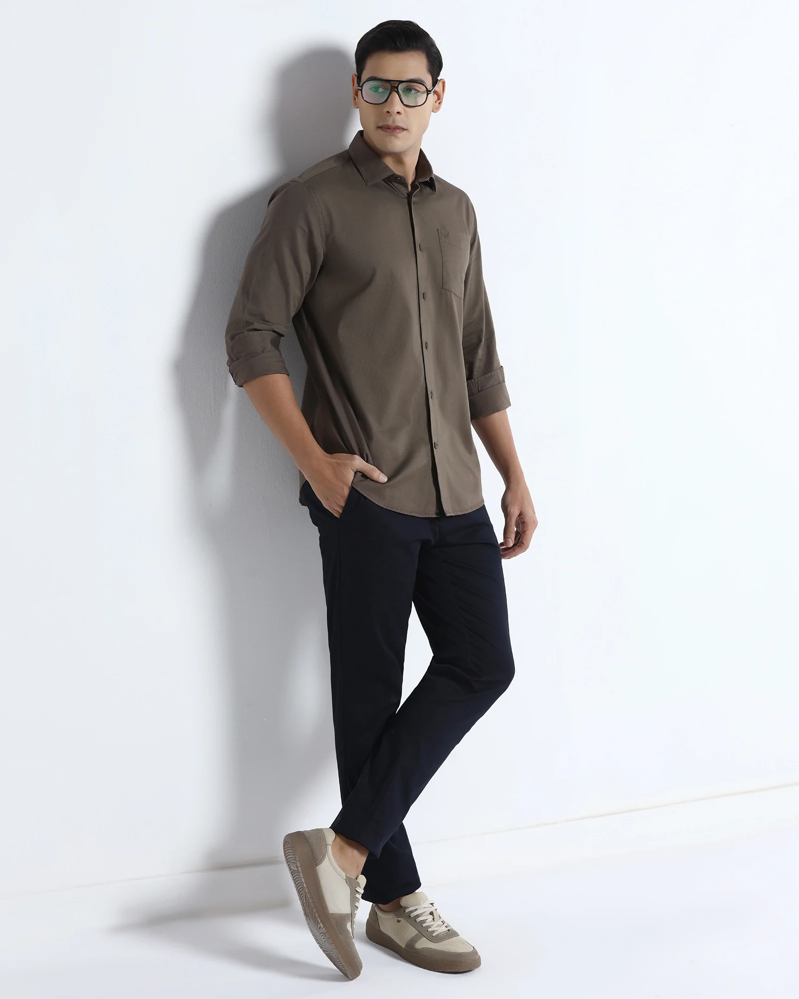 Brown Textured Shirt - Nuvan - Image 7