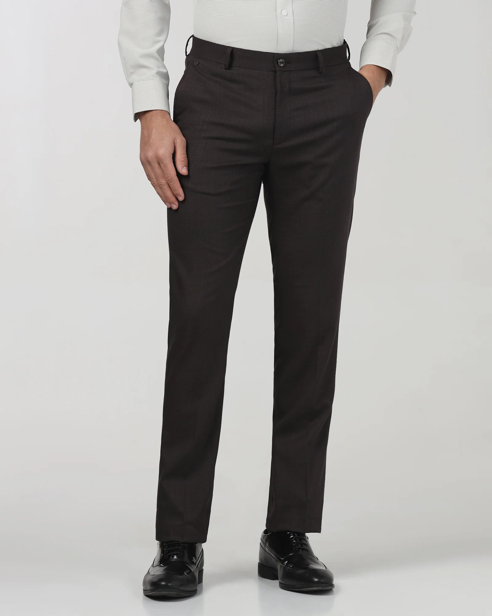 Brown Textured Trouser - Simon - Image 3