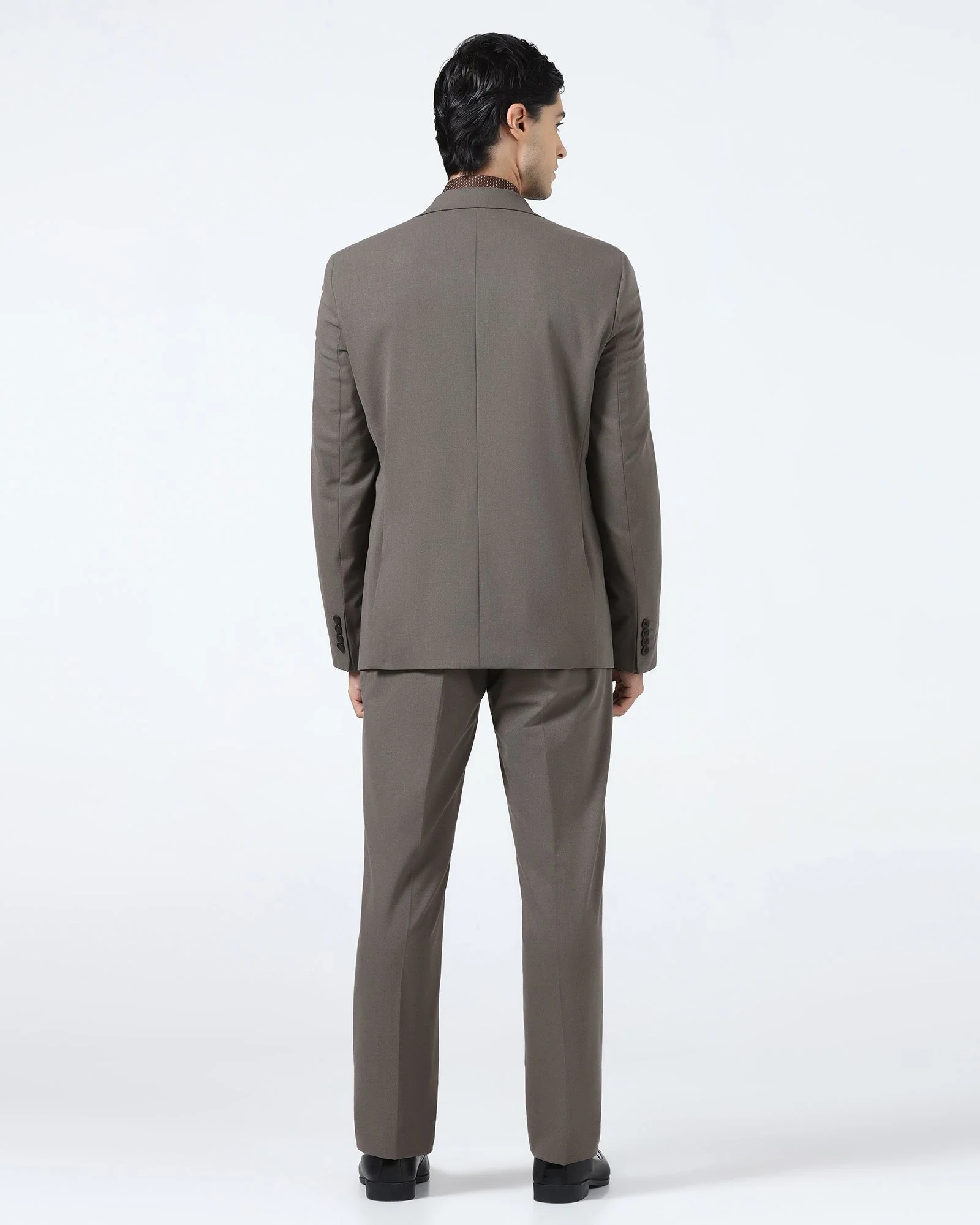 Brown Two Piece Solid Suit - Hedra - Image 3