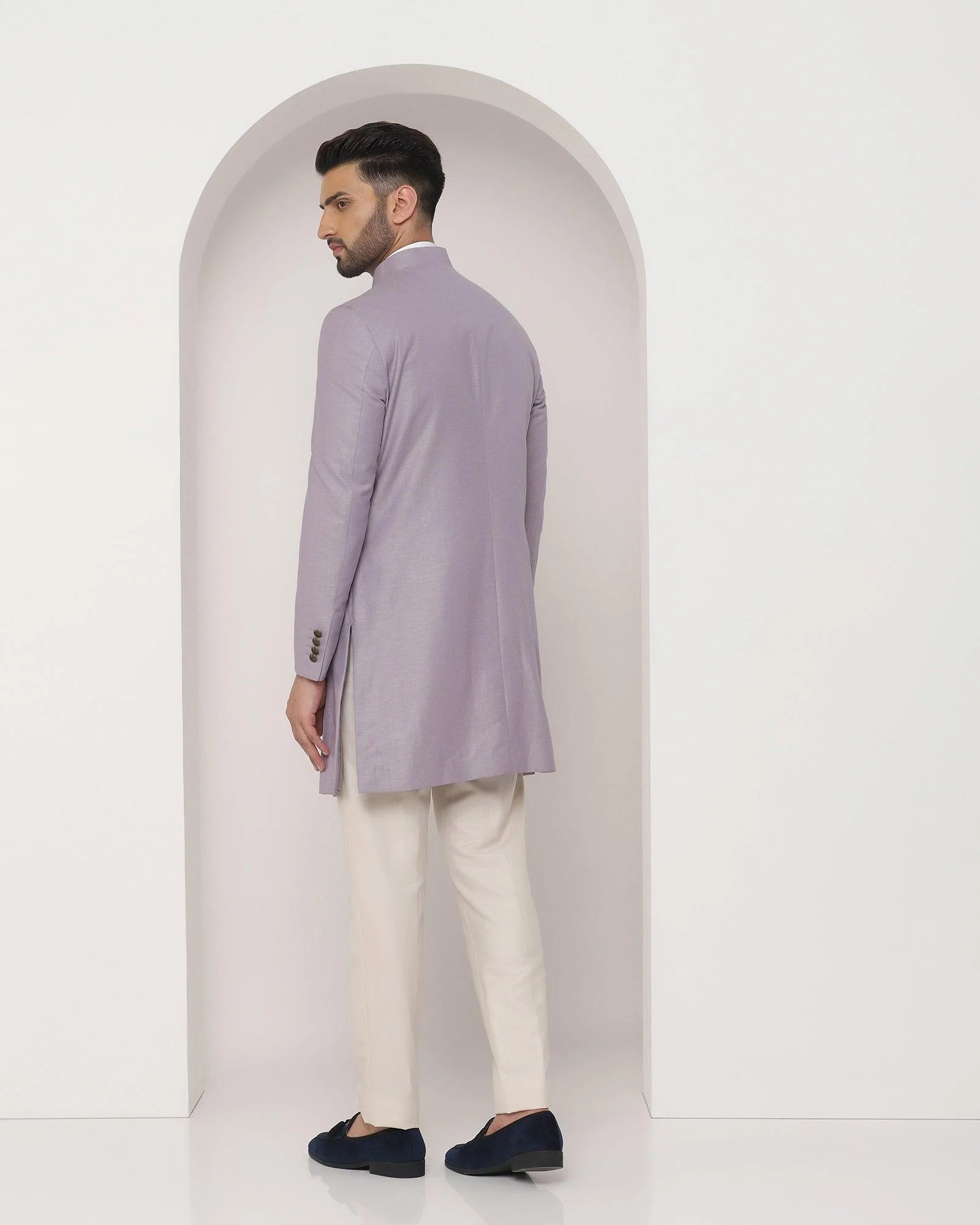 Violet Swarn Solid Achkan Set - Bruse - Image 2