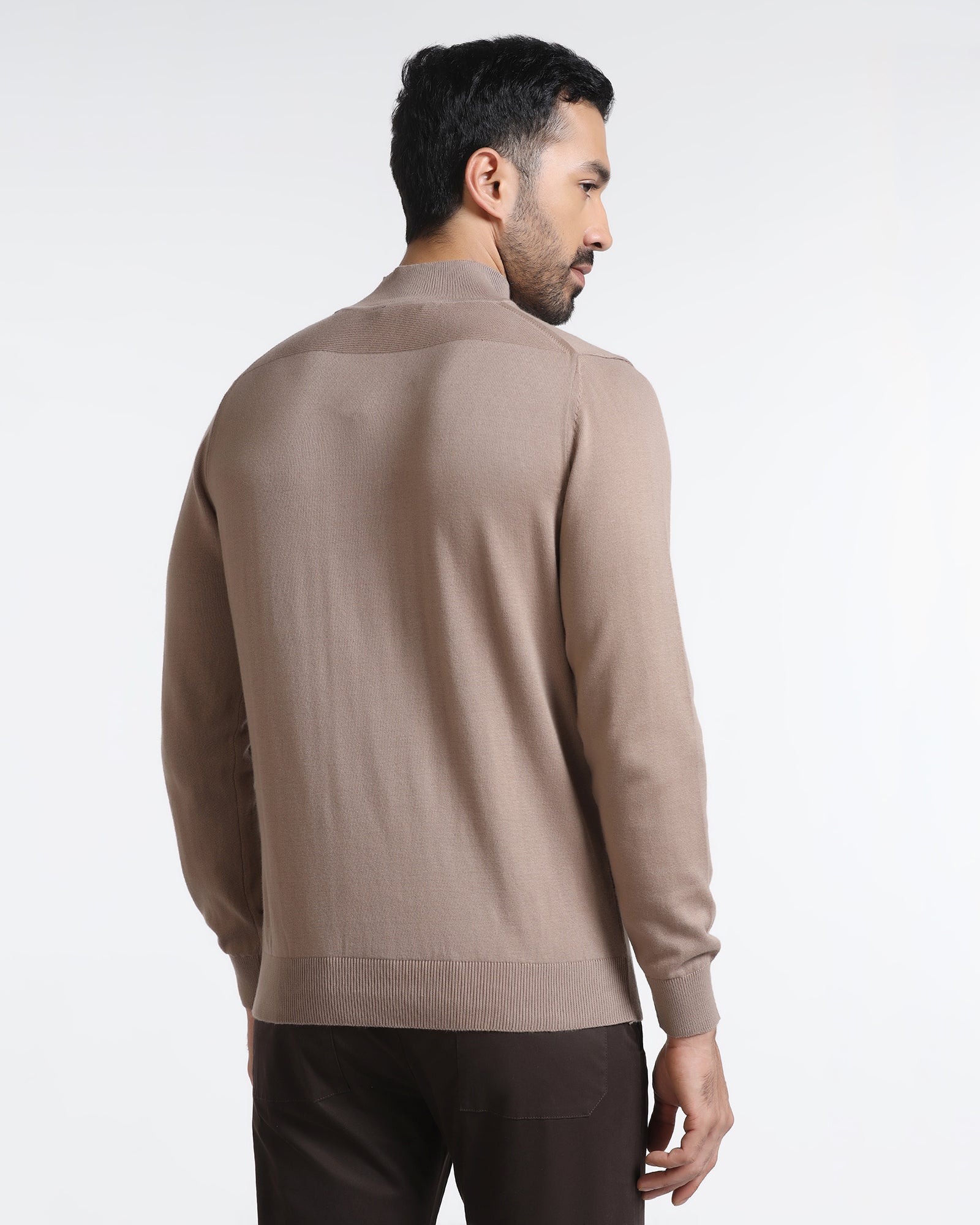 Camel High Neck Solid Sweater - Pop - Image 2