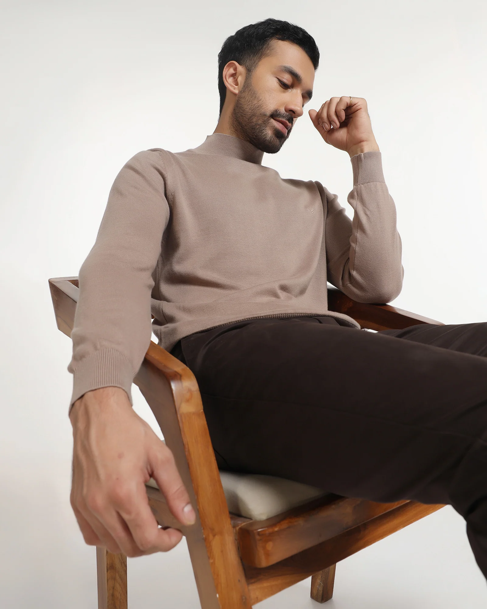 Camel High Neck Solid Sweater - Pop - Image 6