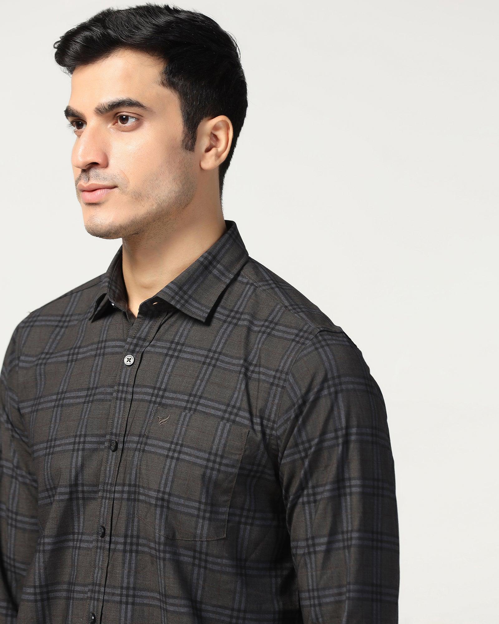 Casual Beige Check Shirt - Korio - Image 4