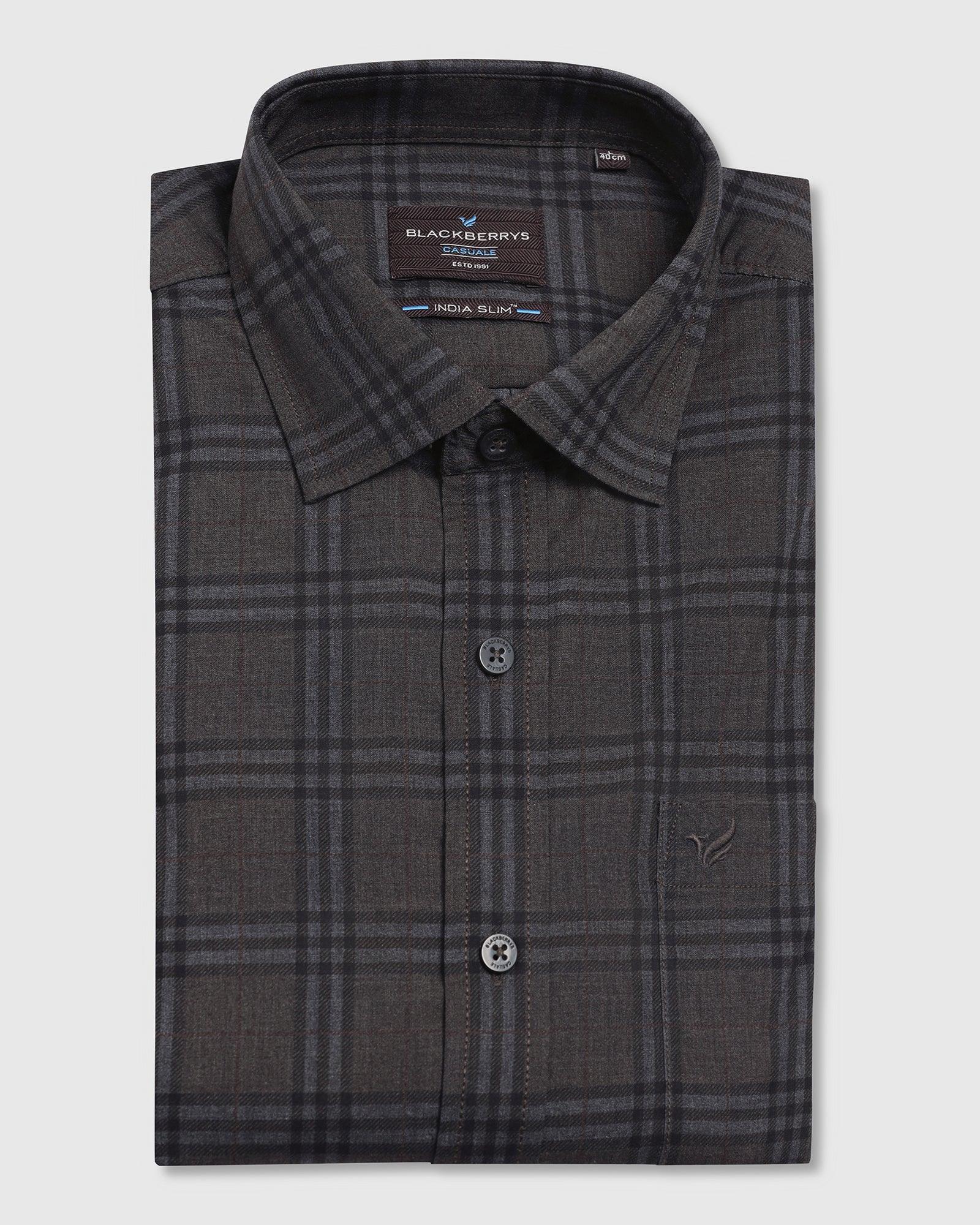 Casual Beige Check Shirt - Korio - Image 5