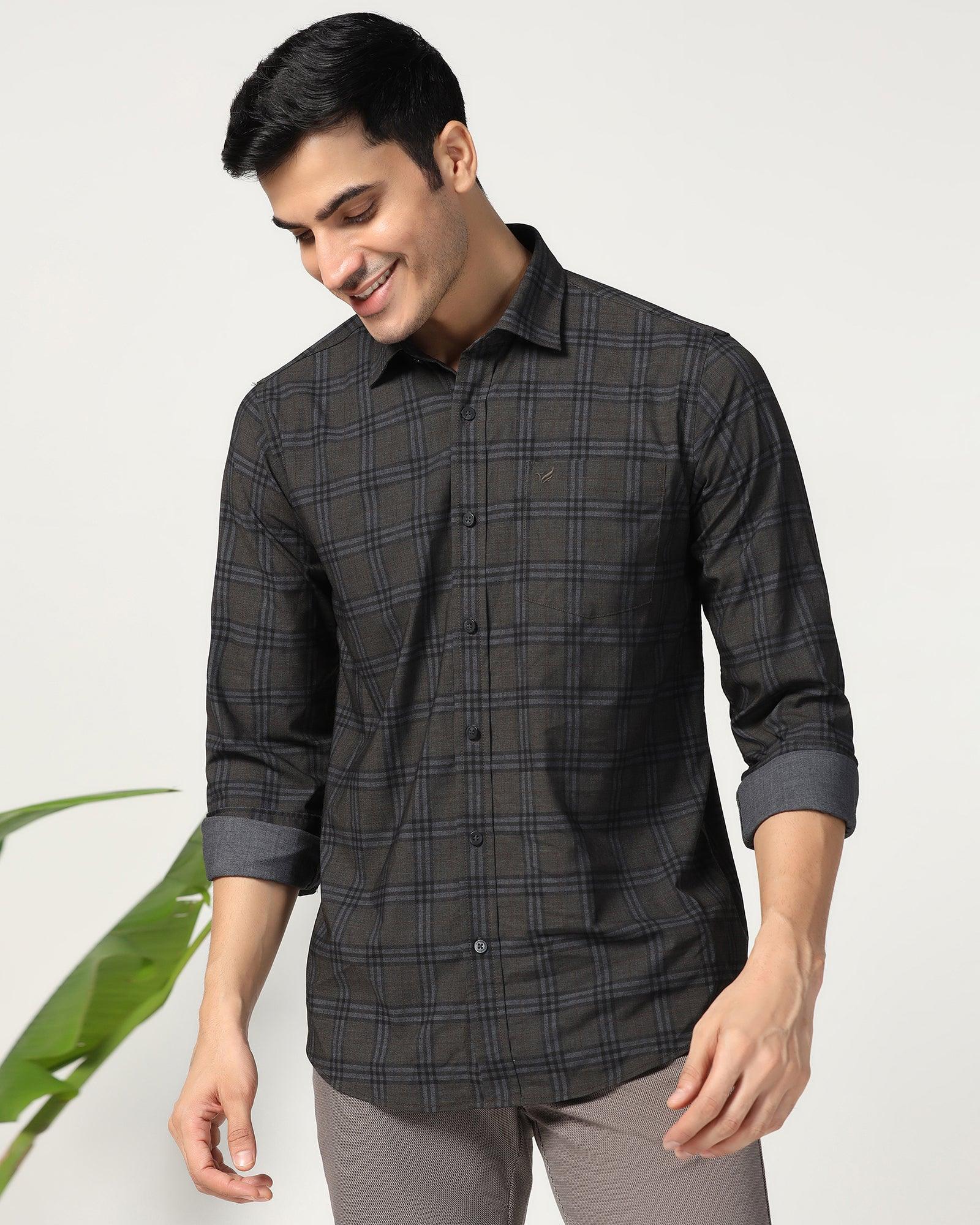 Casual Beige Check Shirt - Korio - Image 8