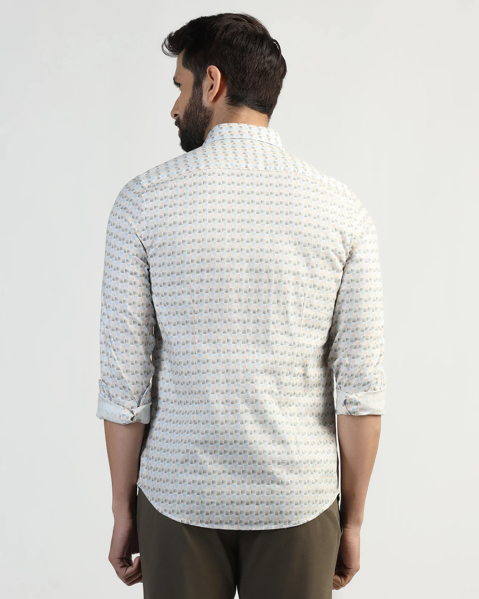 Casual Beige Printed Shirt - Felip - Image 2