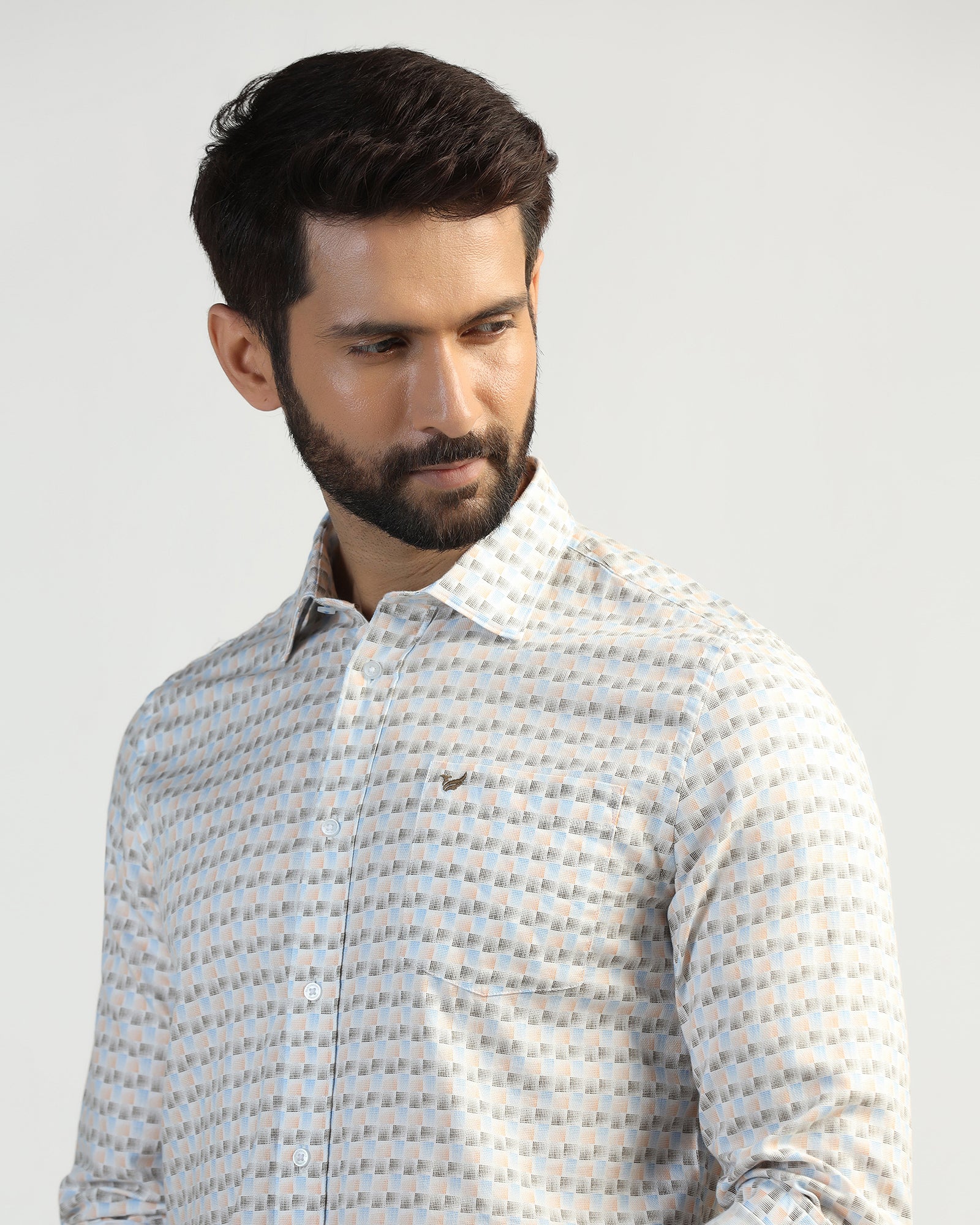 Casual Beige Printed Shirt - Felip - Image 4