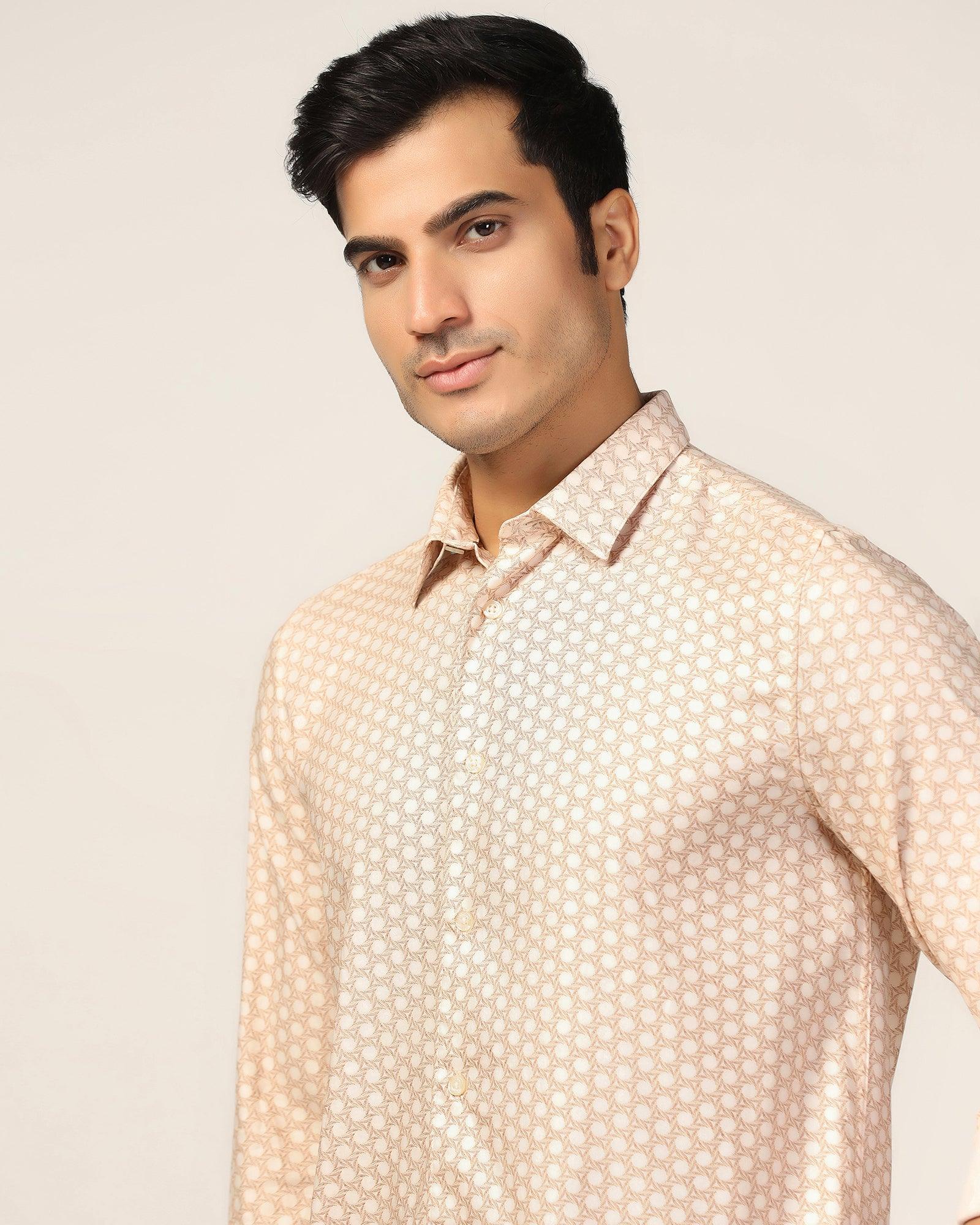 Casual Beige Printed Shirt - Maken - Image 4