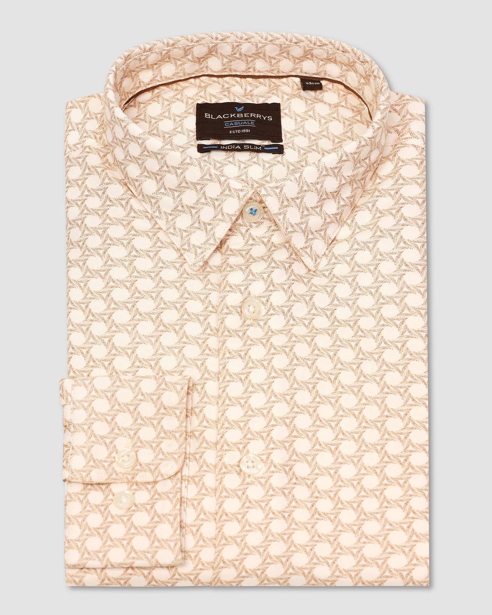 Casual Beige Printed Shirt - Maken - Image 5