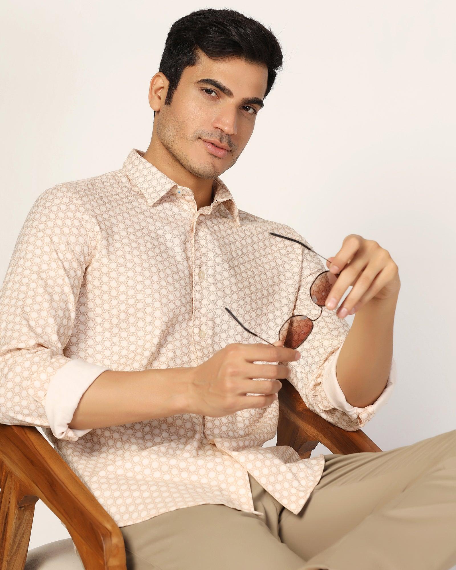 Casual Beige Printed Shirt - Maken - Image 7